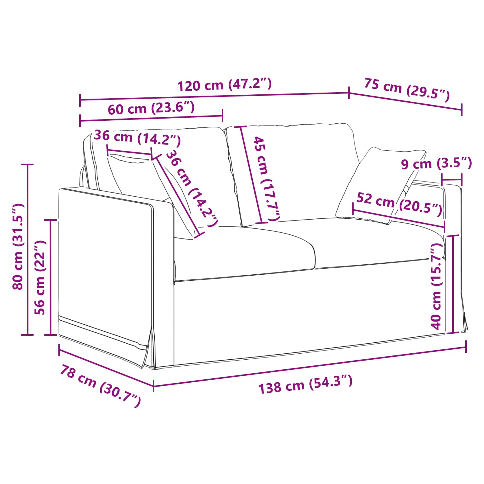 Sofa Crna 138 x 78 x 80 cm Baršun