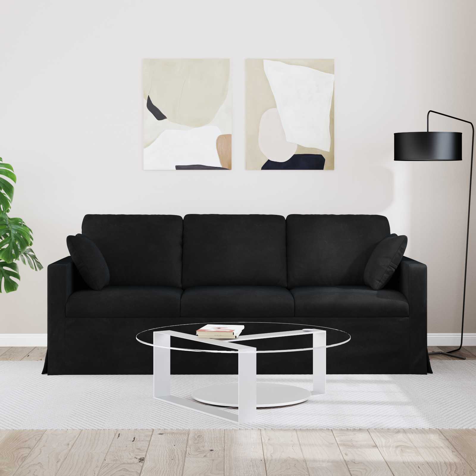 Sofa Crna 198 x 78 x 80 cm Baršun