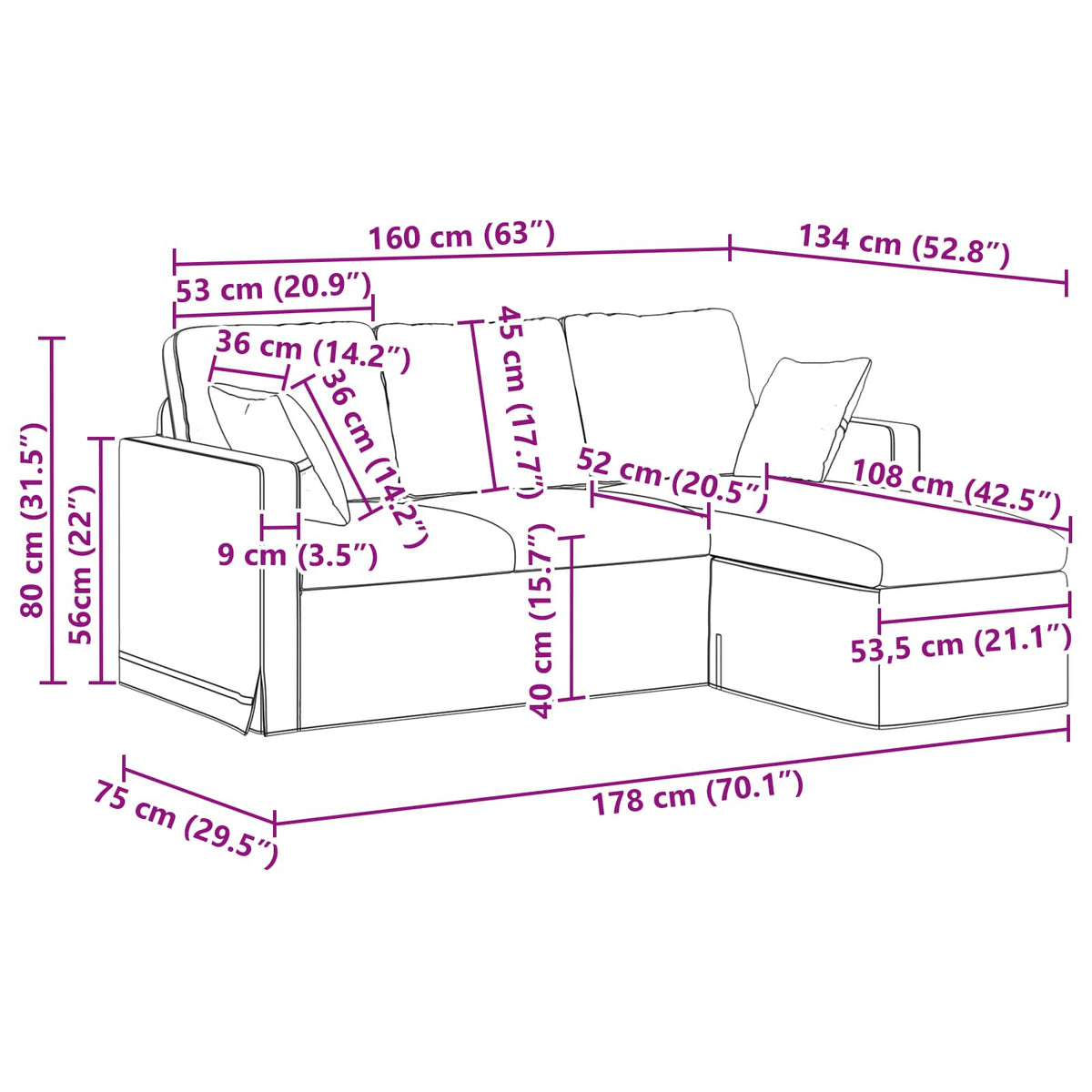 Sofa Tamnozelena 178 x 134 x 80 cm Baršun