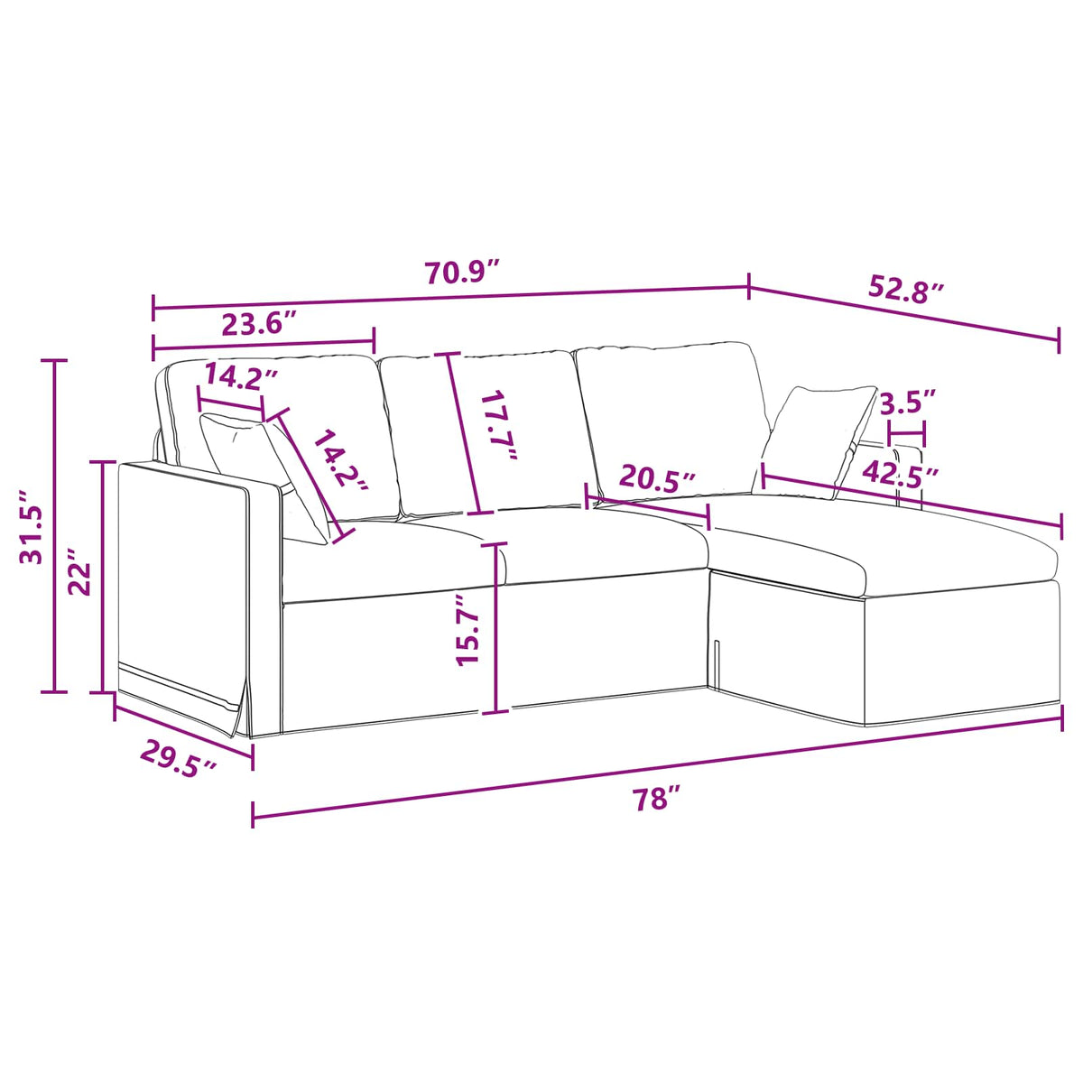 Sofa Tamno siva 198 x 134 x 80 cm Baršun