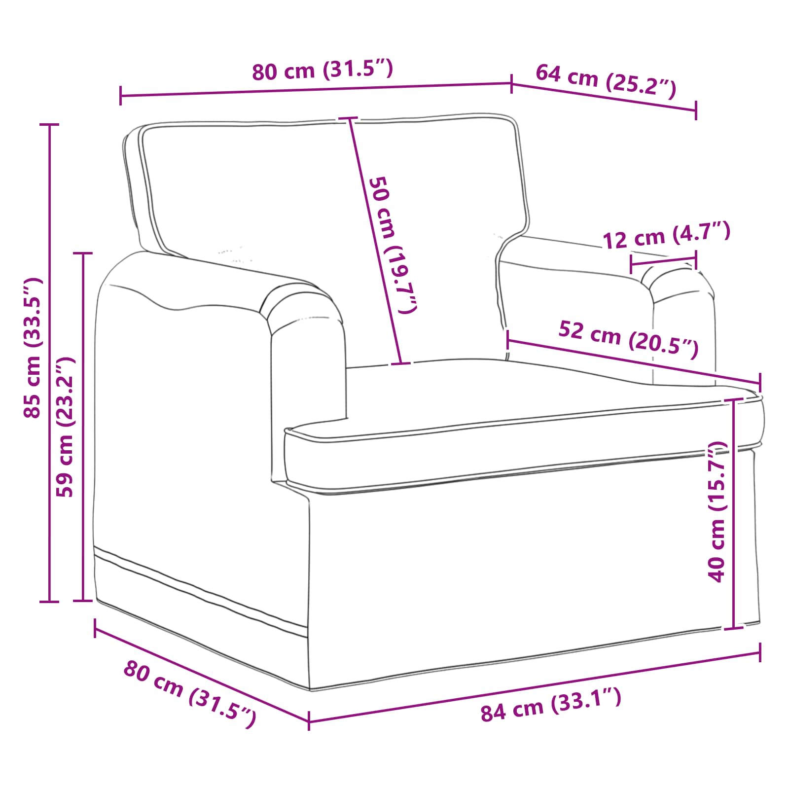 Sofa Krema 84 x 80 x 85 cm tkanina