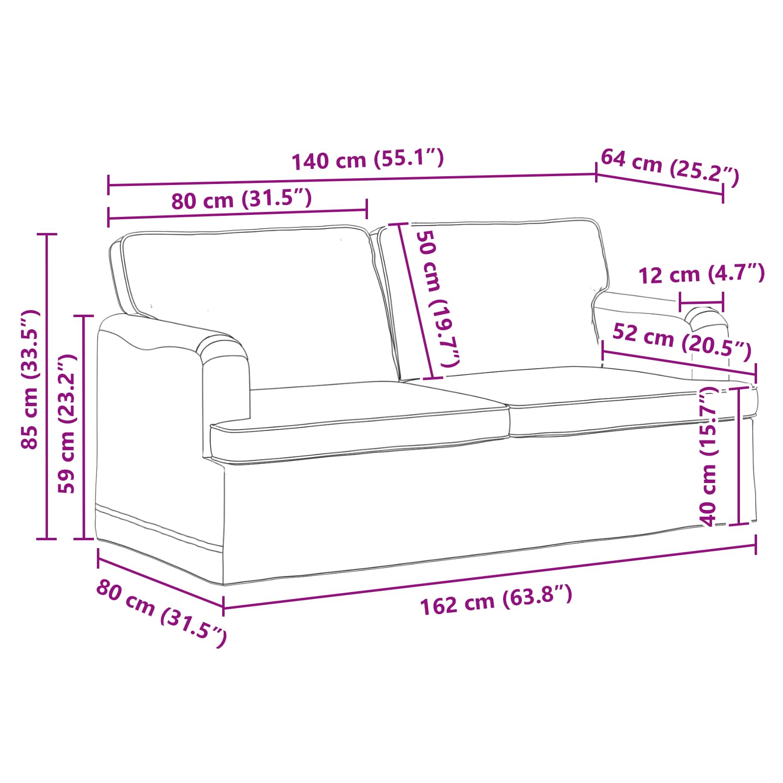 Sofa Plava 162 x 80 x 85 cm tkanina