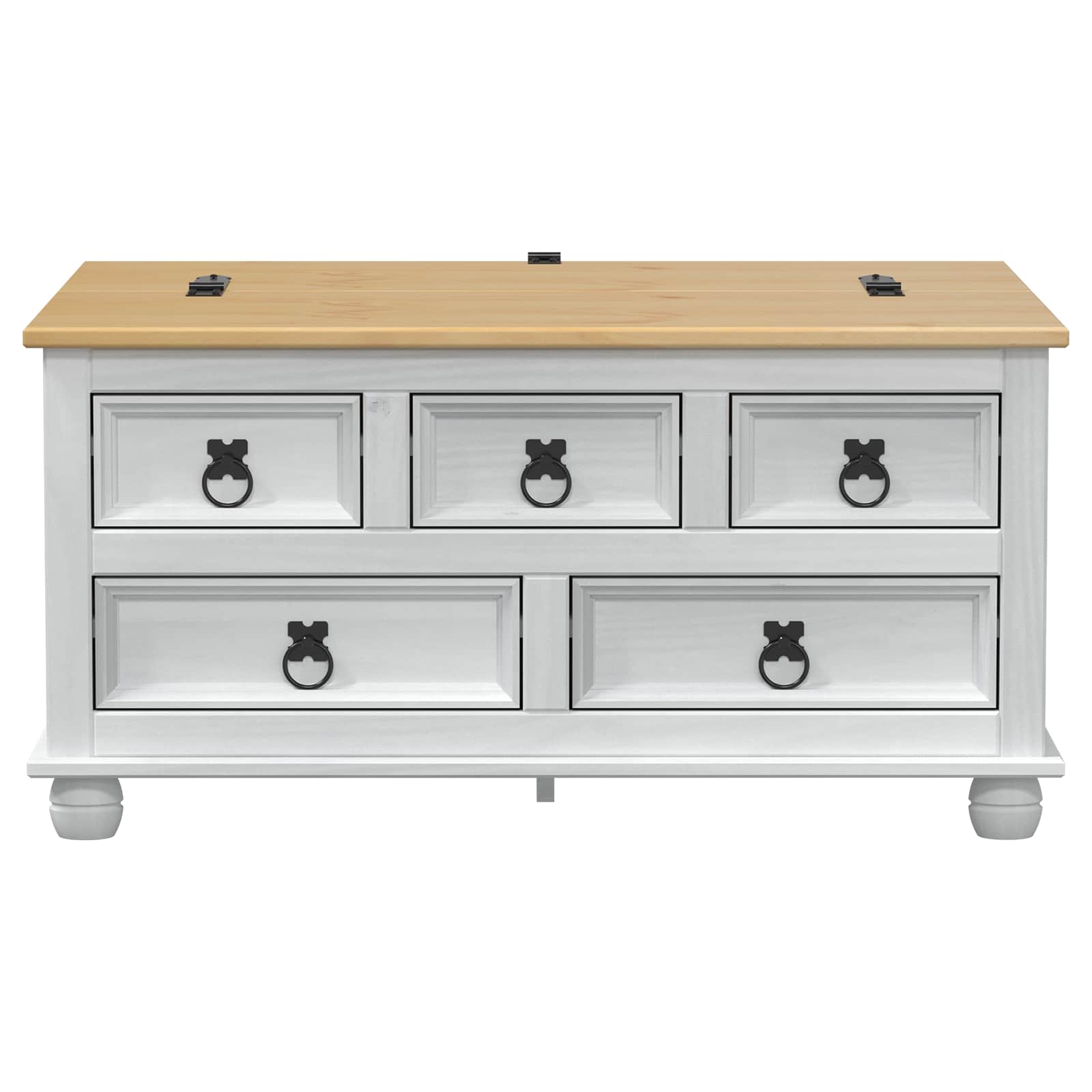 storage box s ladicama Bijelo 90 x78 x 45 cm Čvrsto borovo drvo