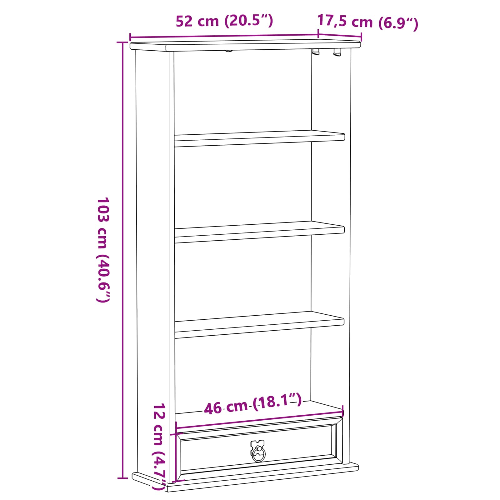 CD ormar Bijelo 52 x 17.5 x 103 cm Čvrsto borovo drvo