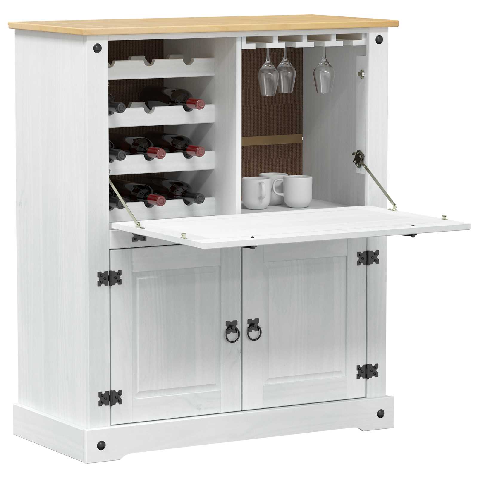 Ormar za vino Bijelo 97 x 45 x 114 cm Čvrsto borovo drvo