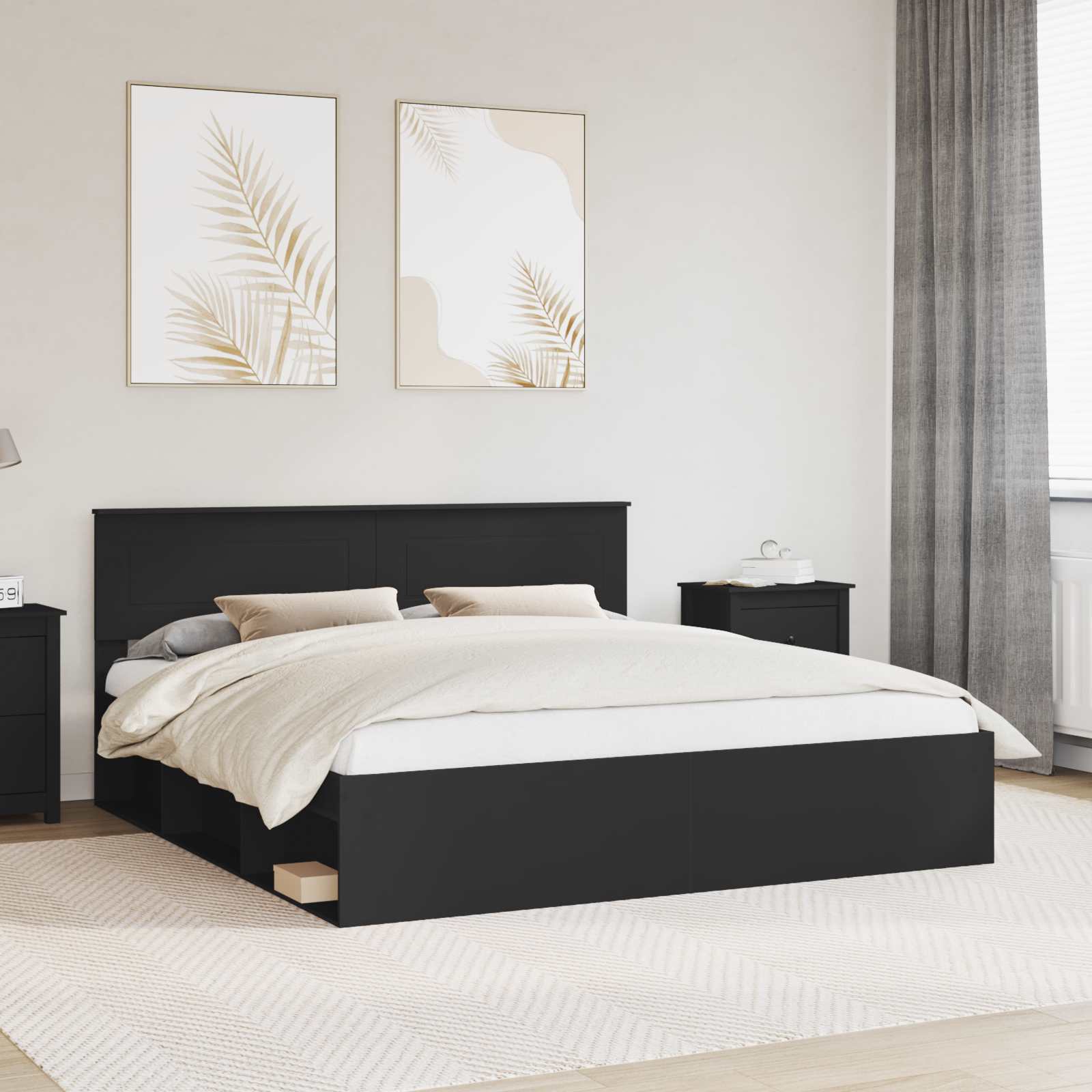 Krevetna konstrukcija Crna 180 x 200 cm Konstruirano drvo