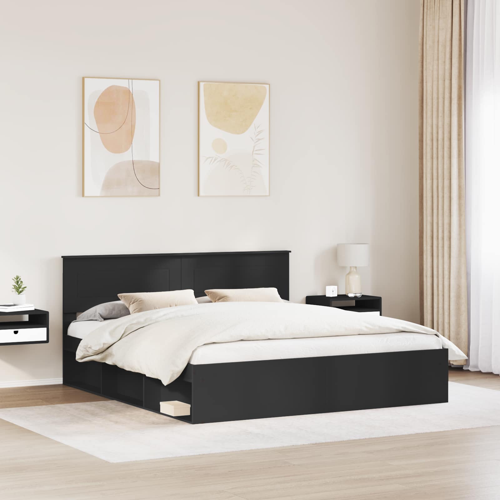 Krevetna konstrukcija Crna 180 x 200 cm Konstruirano drvo