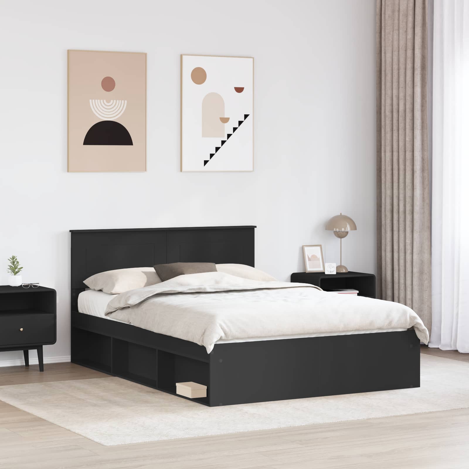 Krevetna konstrukcija Crna 140 x 200 cm Konstruirano drvo