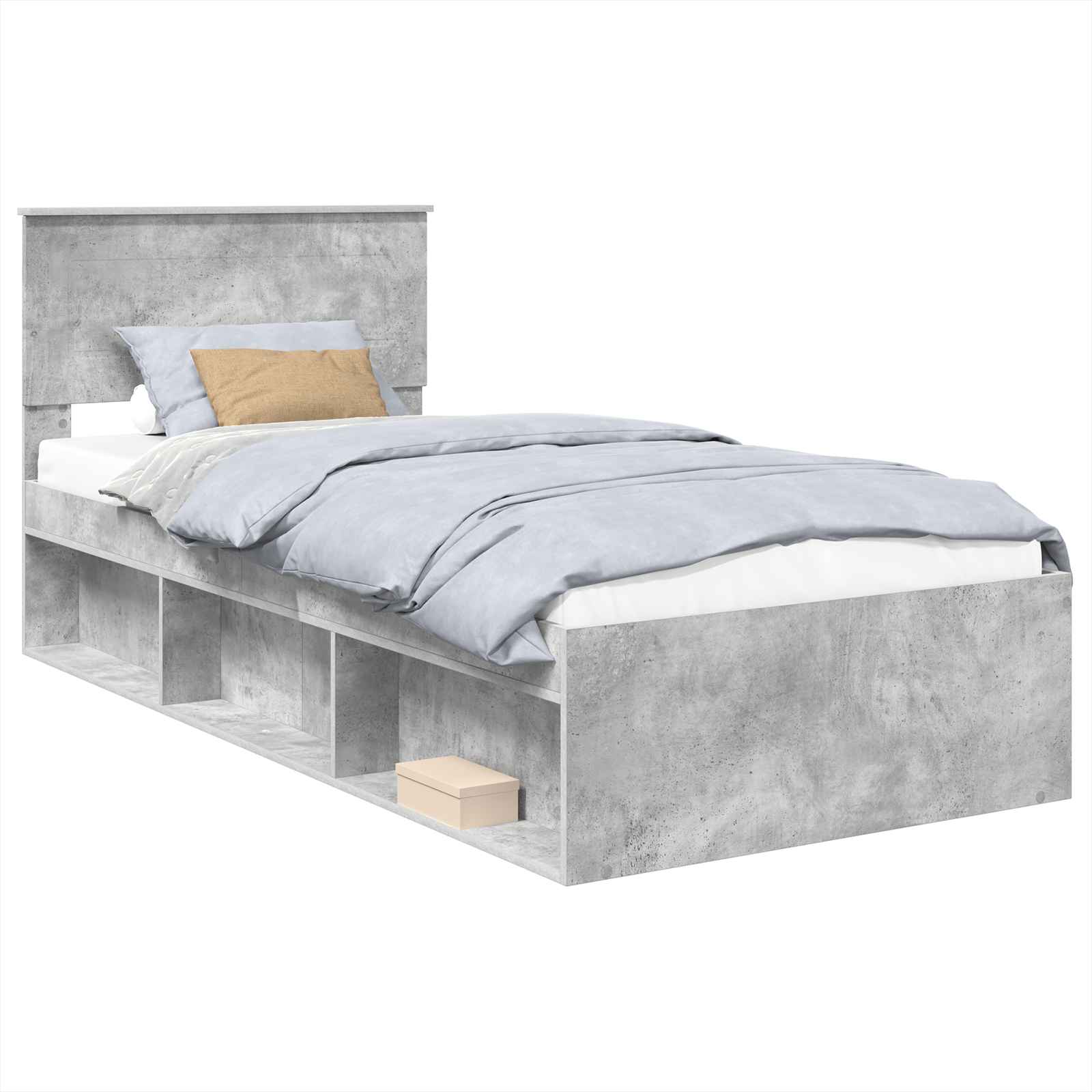 Krevetna konstrukcija s uzglavljem Betonska siva 75 x 190 cm