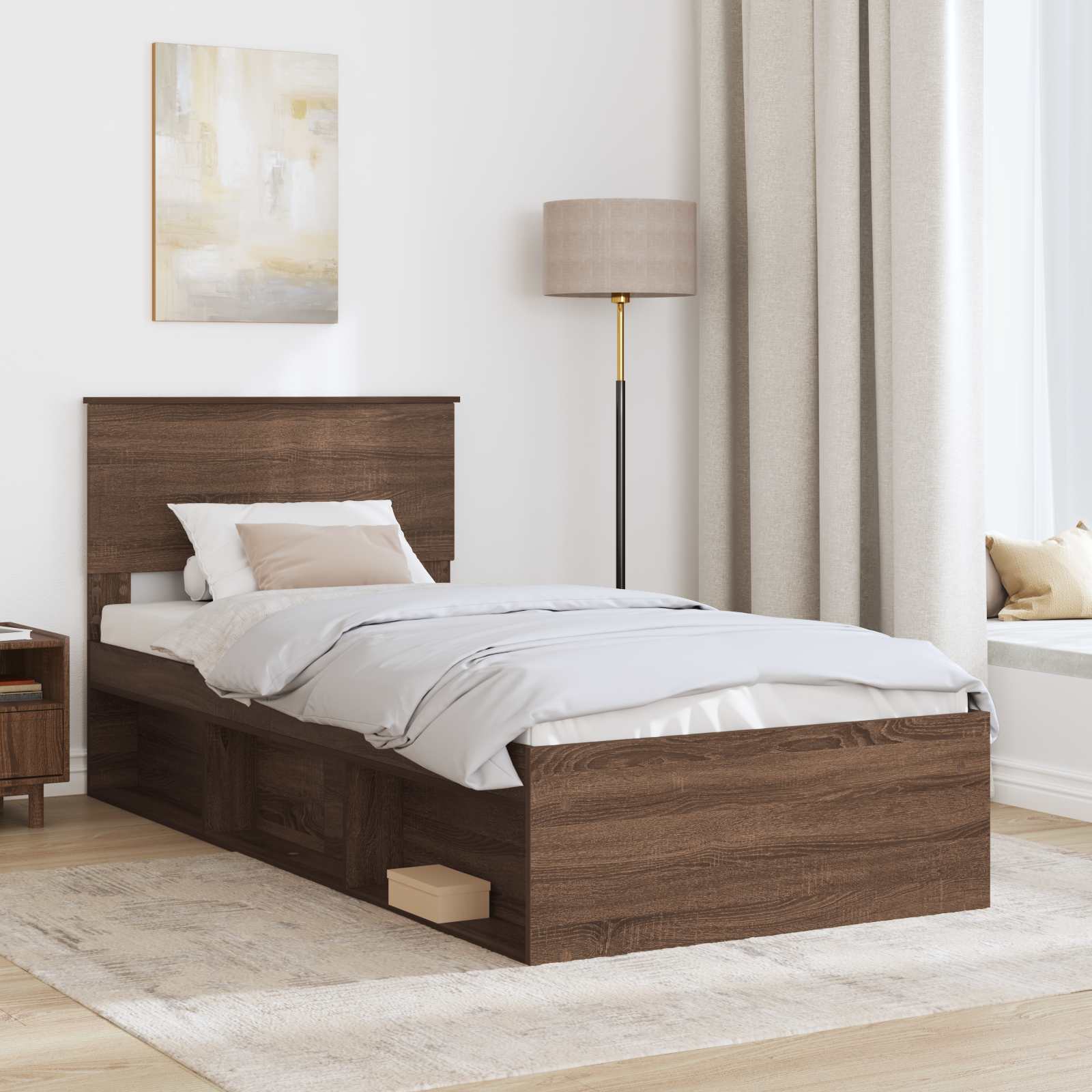 Krevetna konstrukcija Smeđi hrast 75 x 190 cm Konstruirano drvo