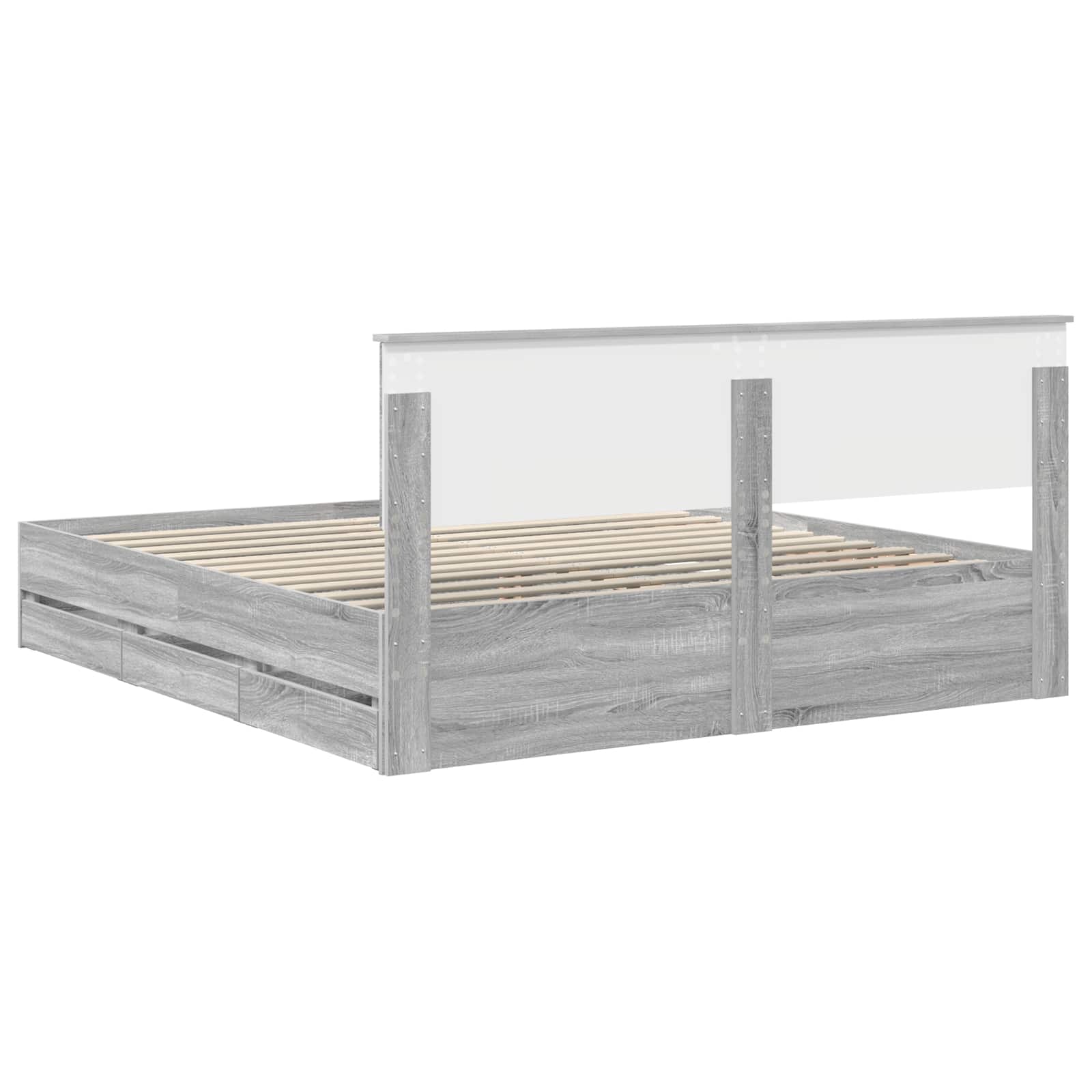 Krevetna konstrukcija Siva Sonoma 200 x 200 cm Inženjersko Drvo