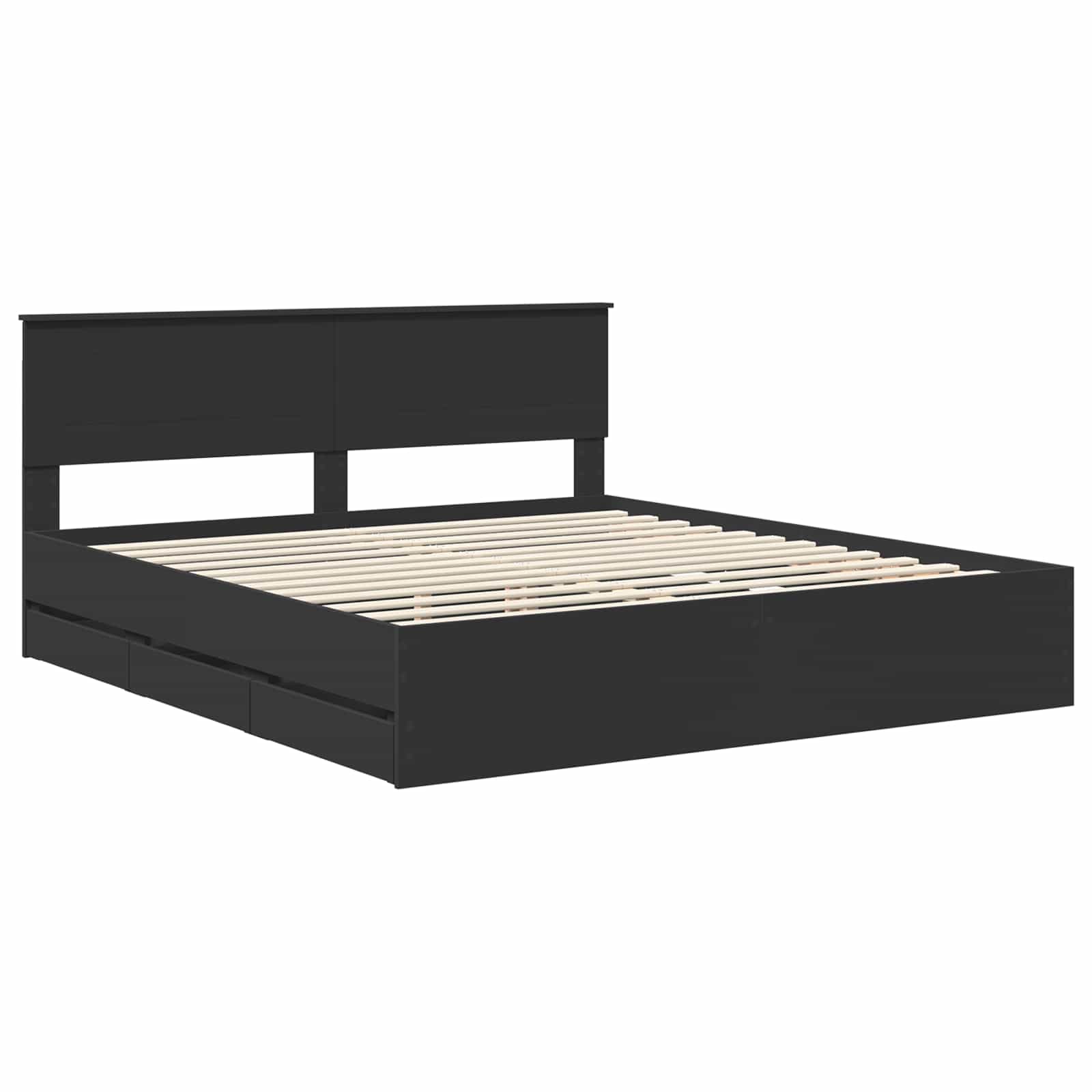 Krevetna konstrukcija Crna 180 x 200 cm Inženjersko Drvo