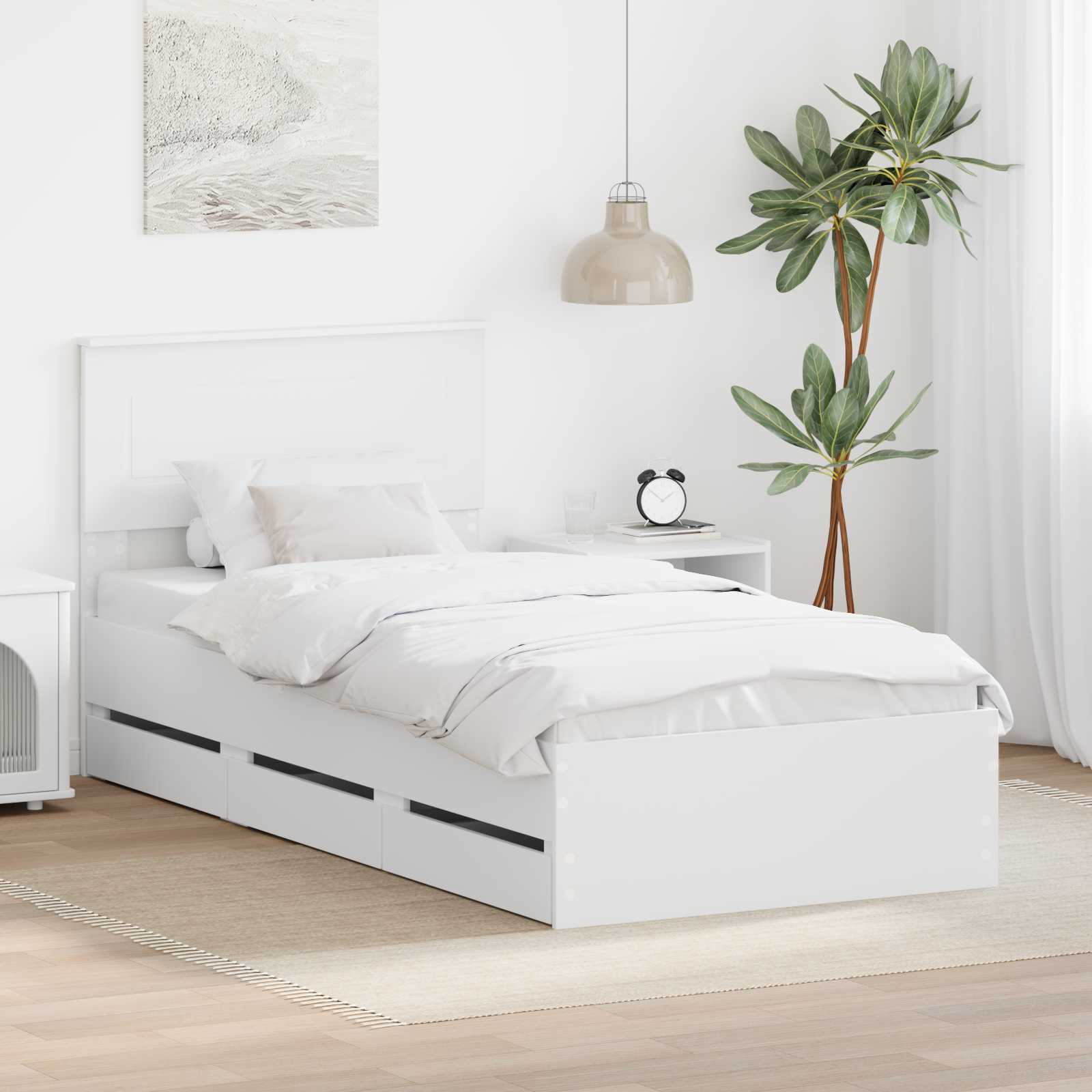 Krevetna konstrukcija Bijelo 75 x 190 cm Inženjersko Drvo