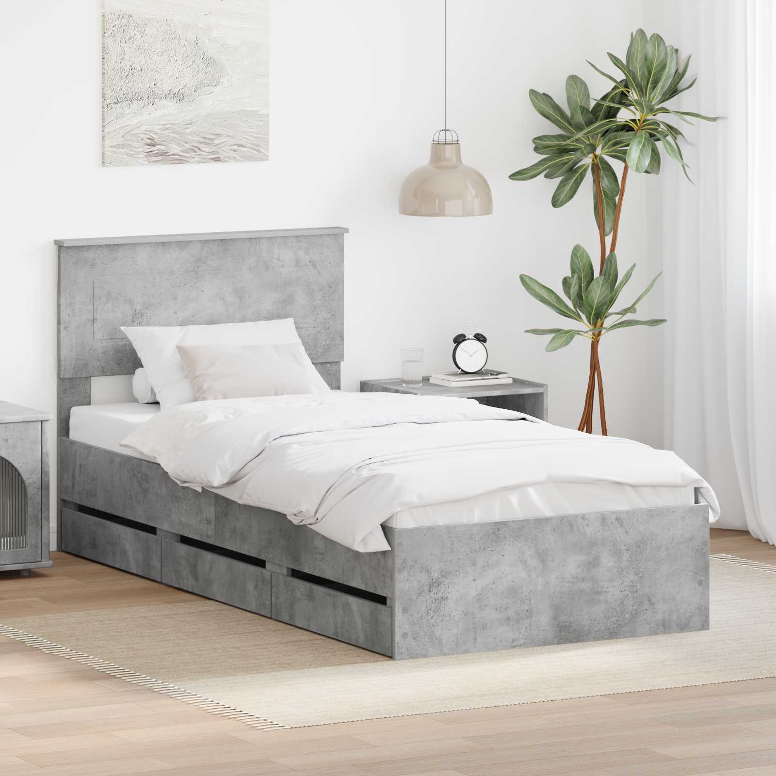 Krevetna konstrukcija s ladicama Betonski sivi 75 x 190 cm