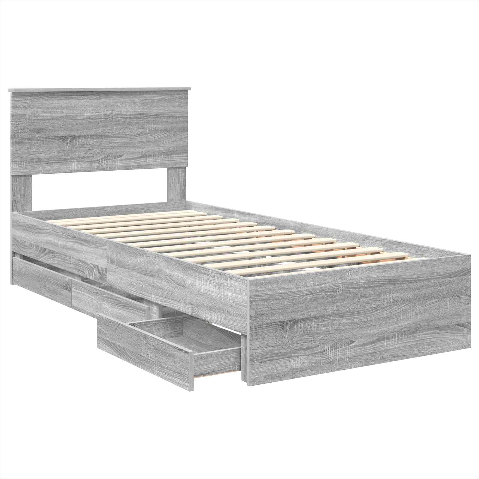 Krevetna konstrukcija Siva Sonoma 75 x 190 cm Inženjersko Drvo
