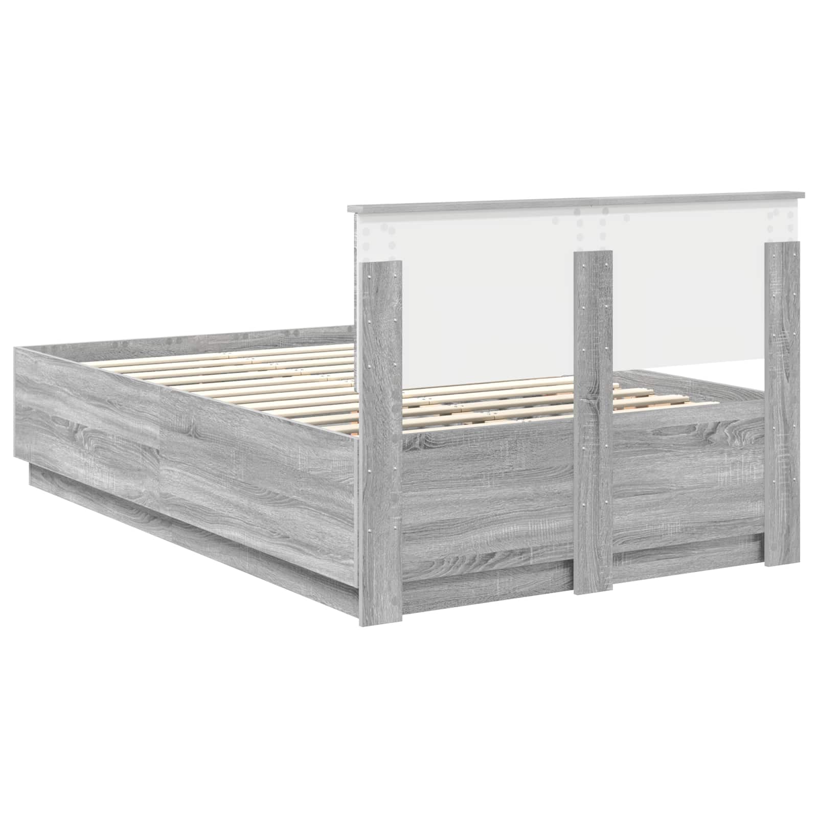 Krevetna konstrukcija S LED lampica Siva Sonoma 135 x 190 cm