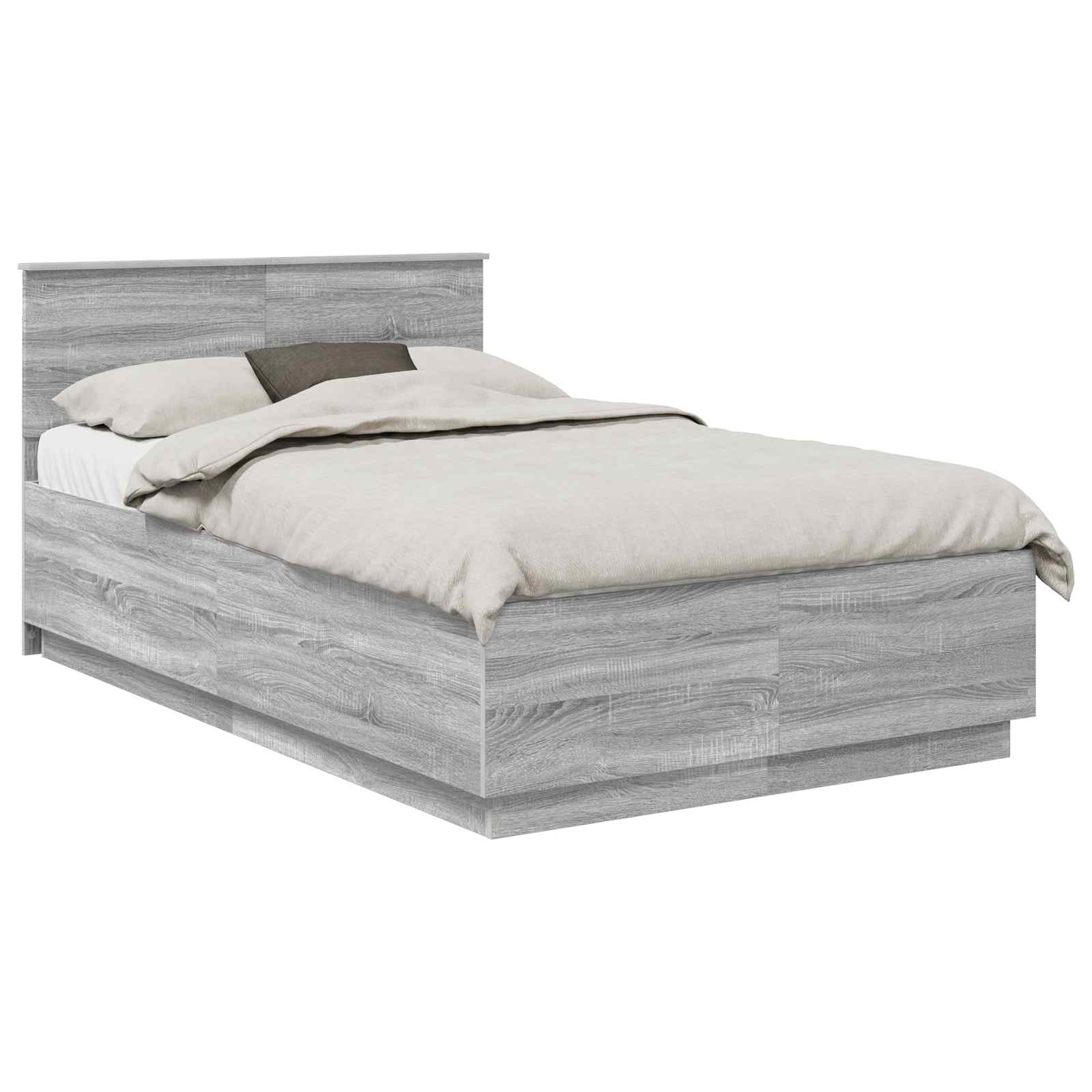 Krevetna konstrukcija S LED lampica Siva Sonoma 120 x 190 cm