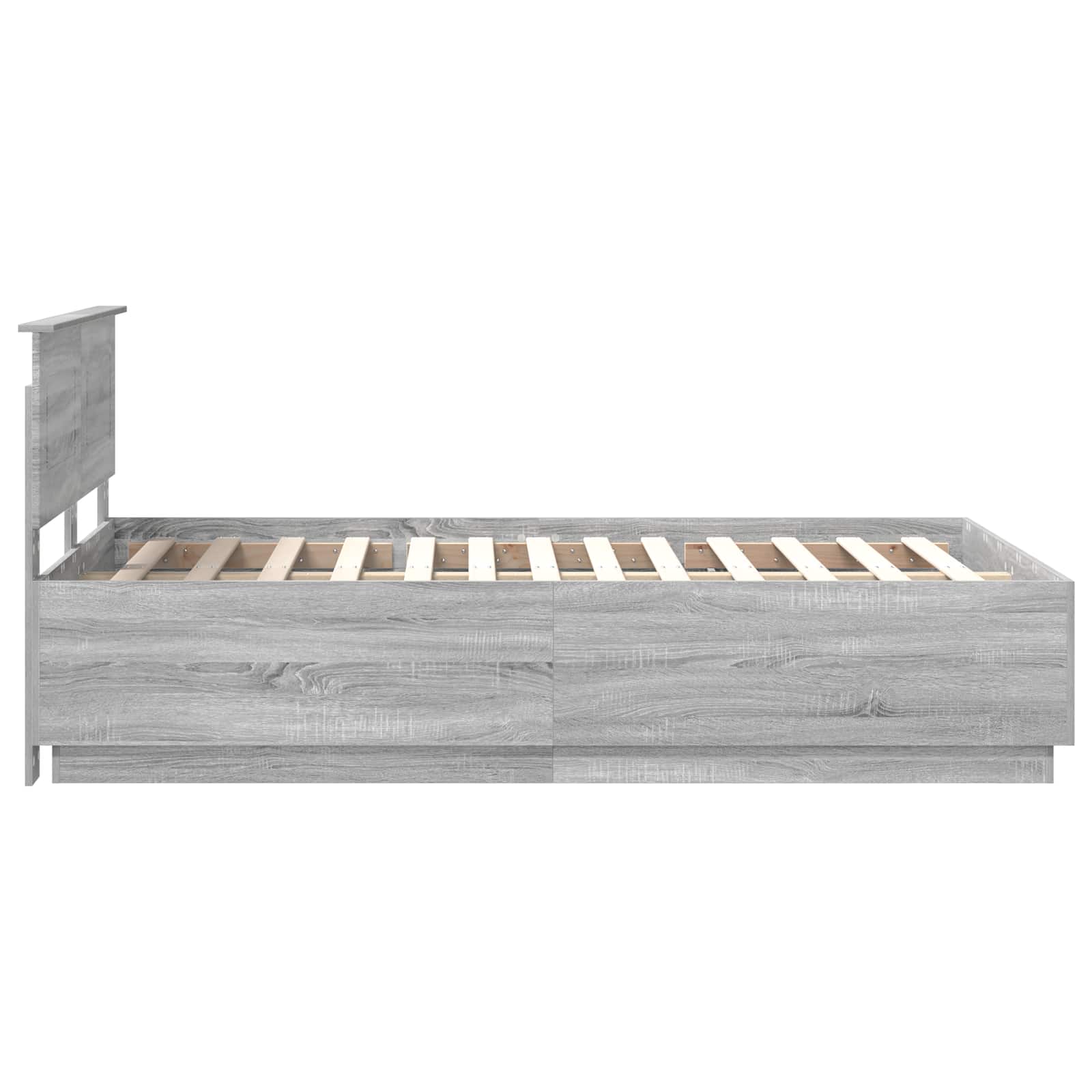 Krevetna konstrukcija S LED lampica Siva Sonoma 120 x 190 cm