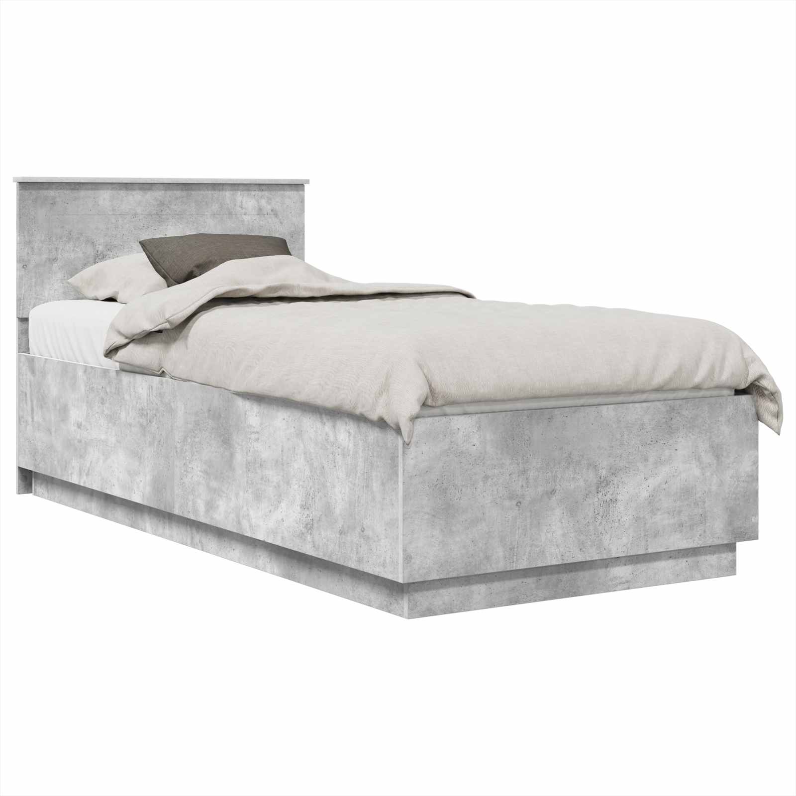 Krevetna konstrukcija s LED trakama Betonski sivi 100 x 200 cm