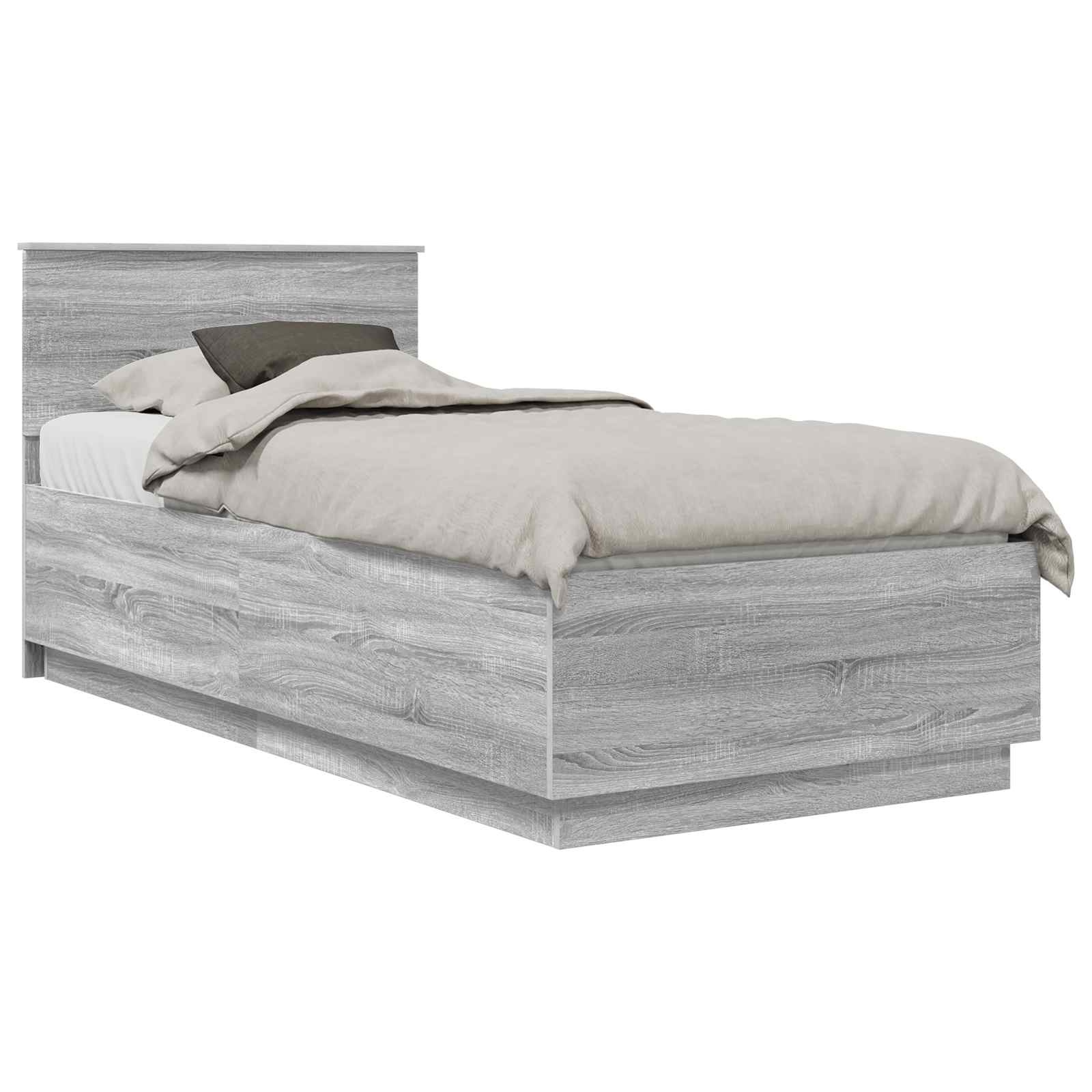 Krevetna konstrukcija s LED trakama Siva Sonoma 100 x 200 cm