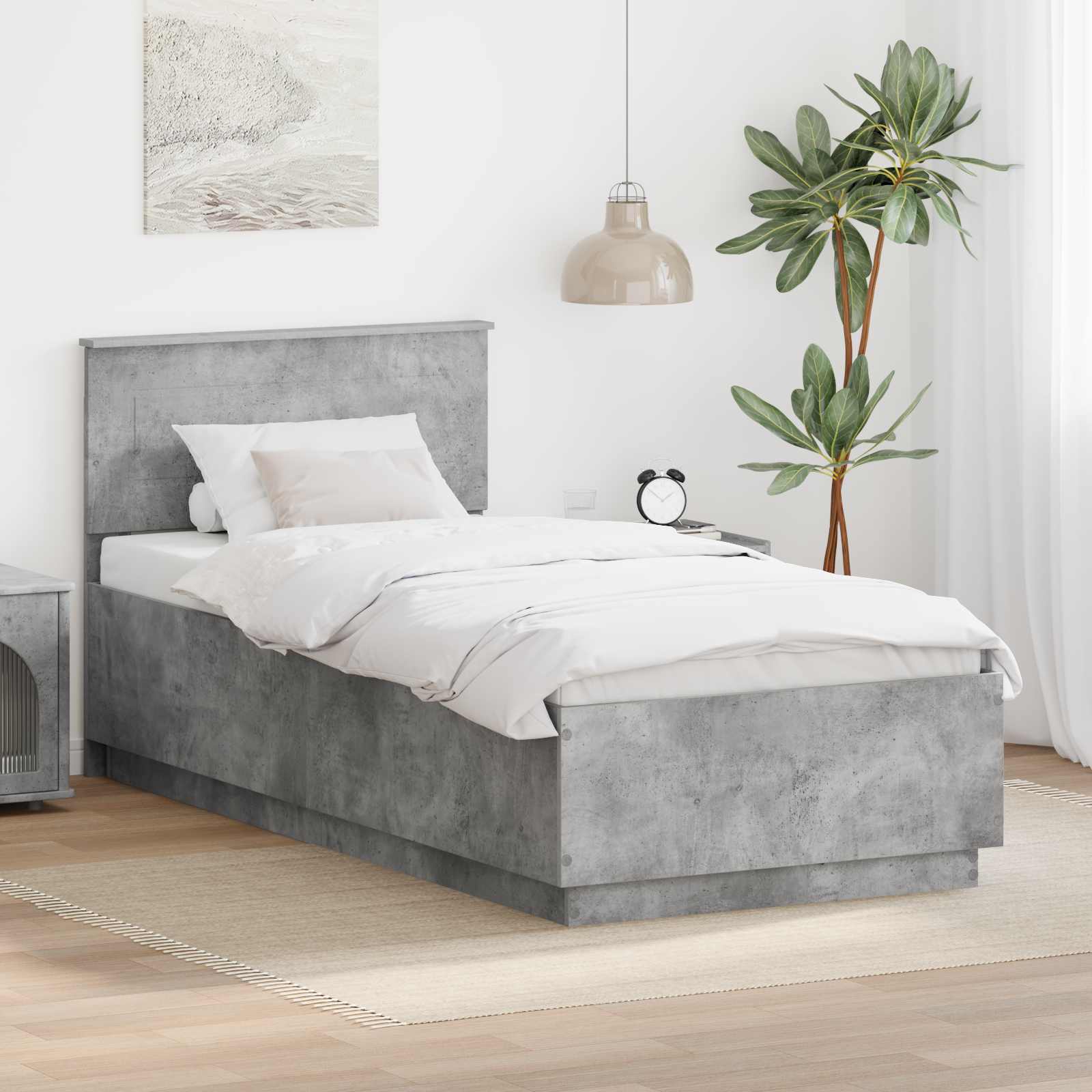 Krevetna konstrukcija S LED lampica Betonski sivi 70 x 190 cm