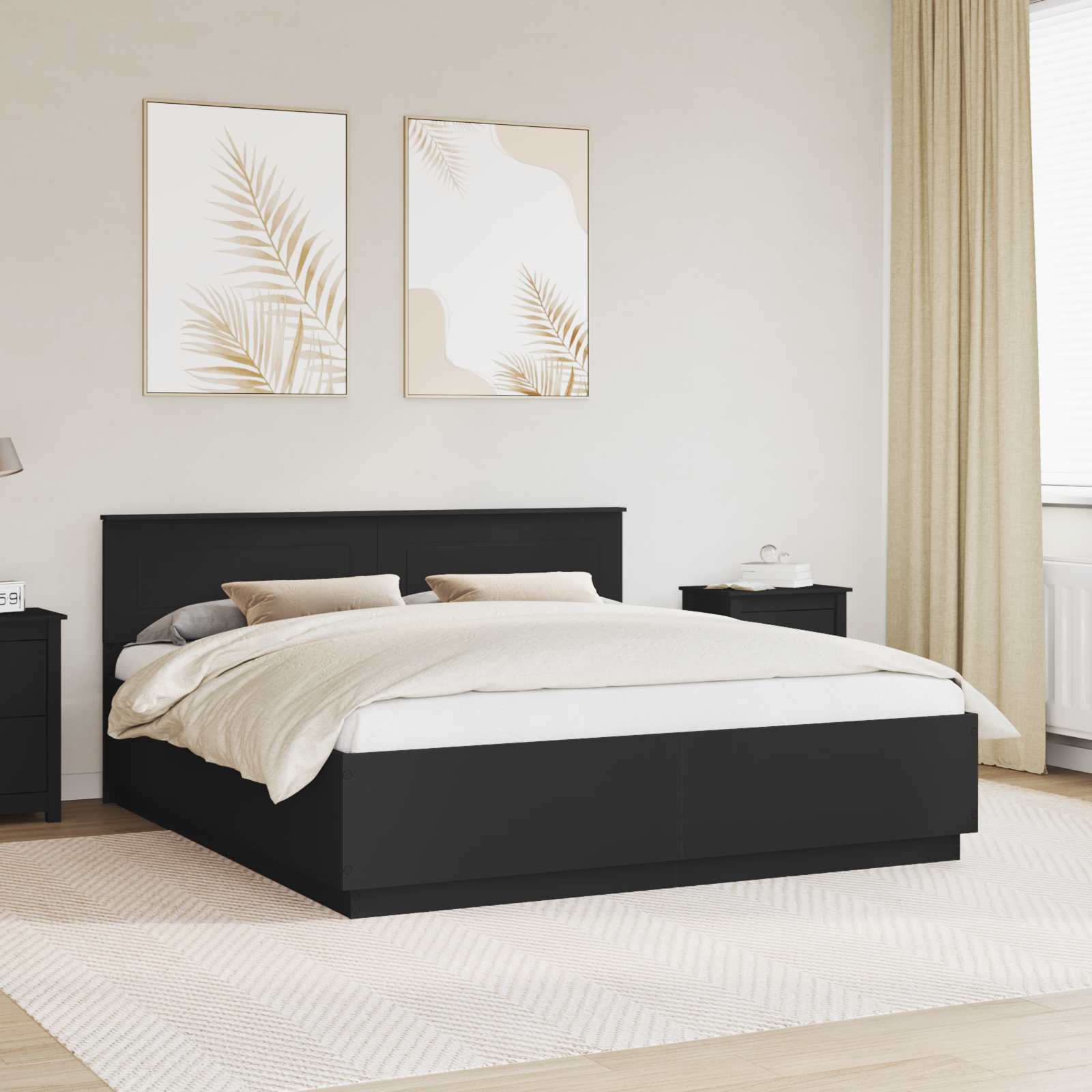 Krevetna konstrukcija Crna 200 x 200 cm Konstruirano drvo