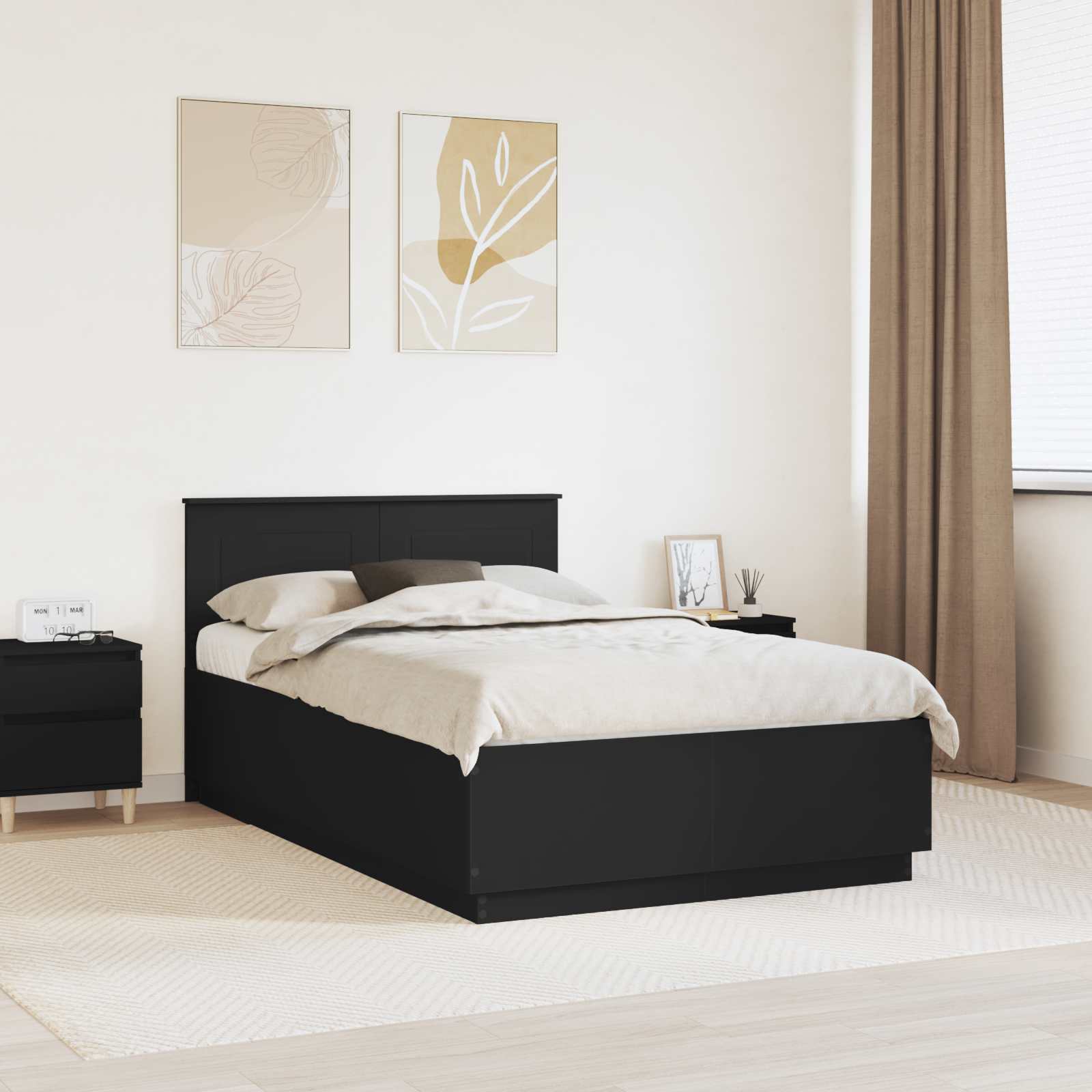 Krevetna konstrukcija Crna 135 x 190 cm Konstruirano drvo