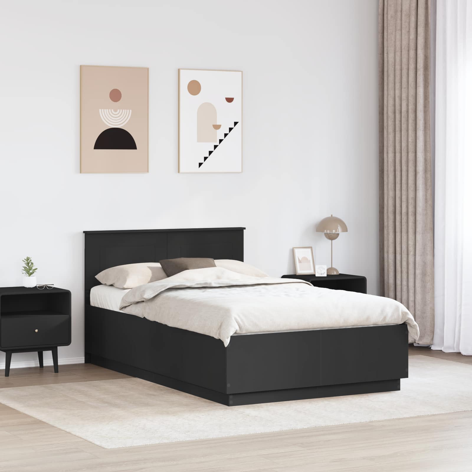 Krevetna konstrukcija Crna 135 x 190 cm Konstruirano drvo