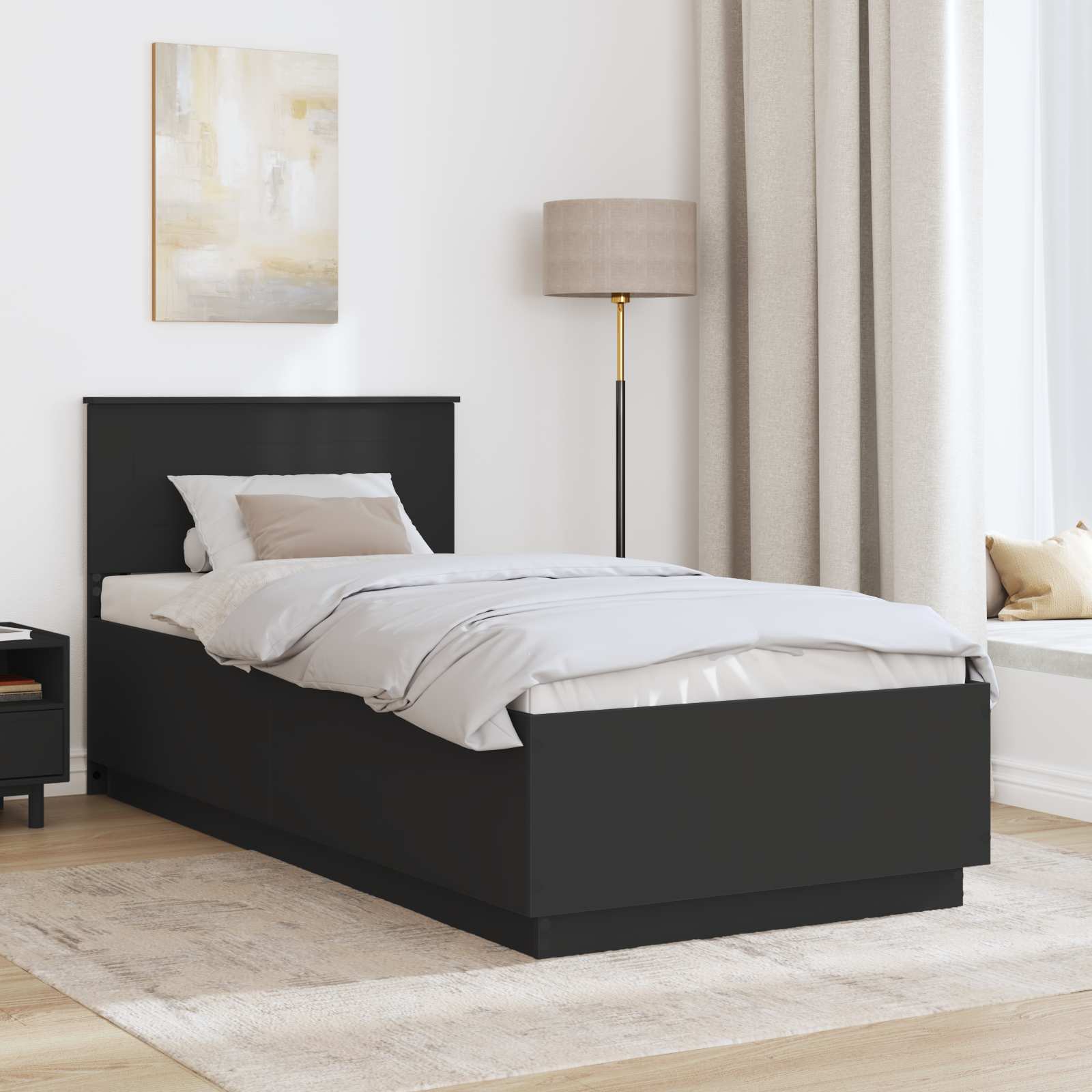 Krevetna konstrukcija Crna 100 x 200 cm Konstruirano drvo