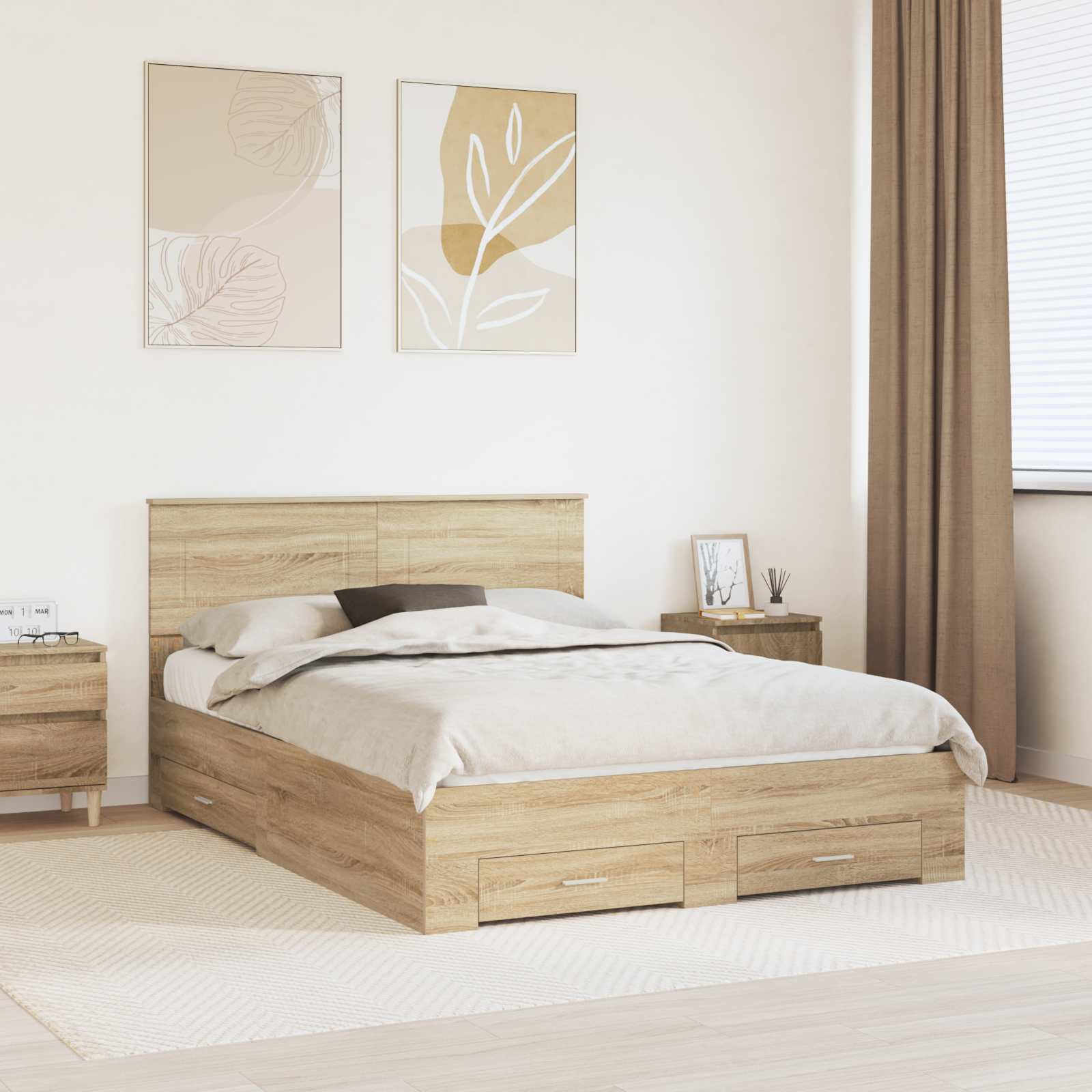 Krevetna konstrukcija s uzglavljem Sonoma hrast 150 x 200 cm