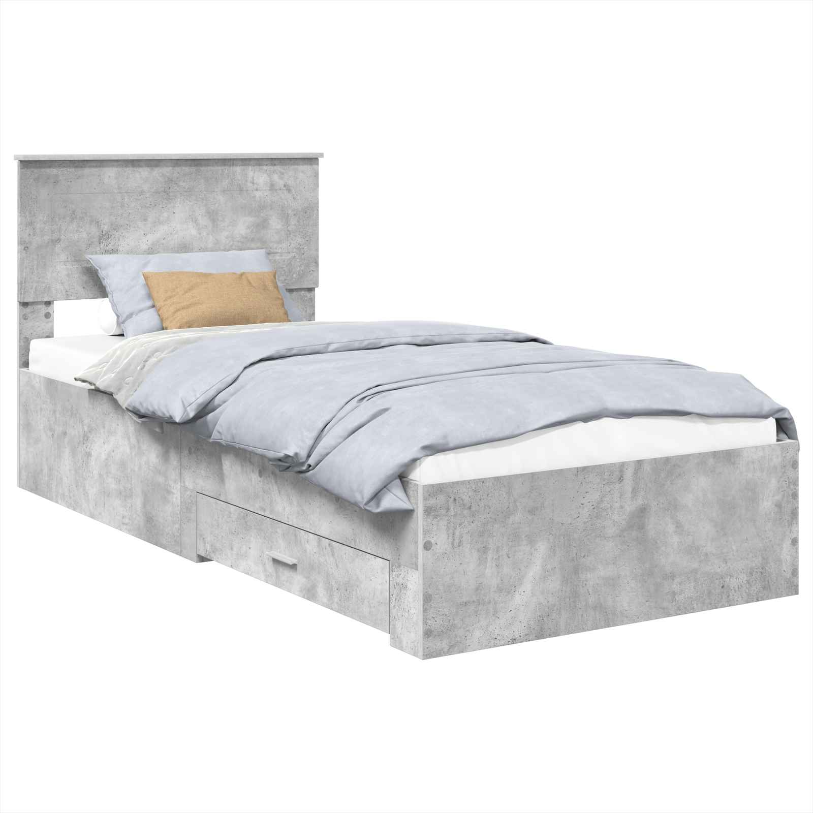 Krevetna konstrukcija s uzglavljem Betonski sivi 90 x 190 cm