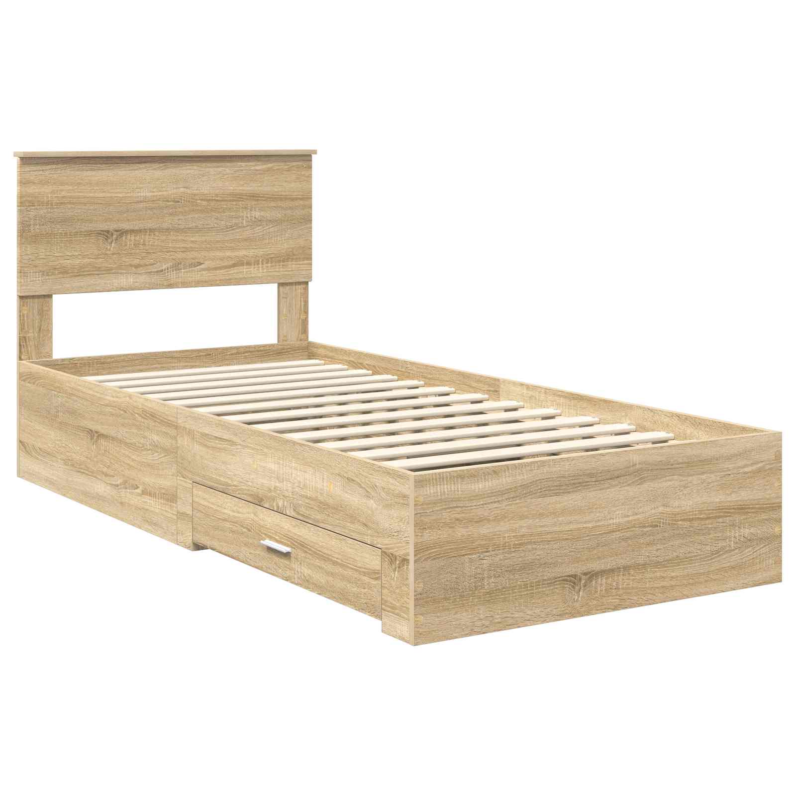 Krevetna konstrukcija Sonoma hrast i srebrna 75 x 190 cm