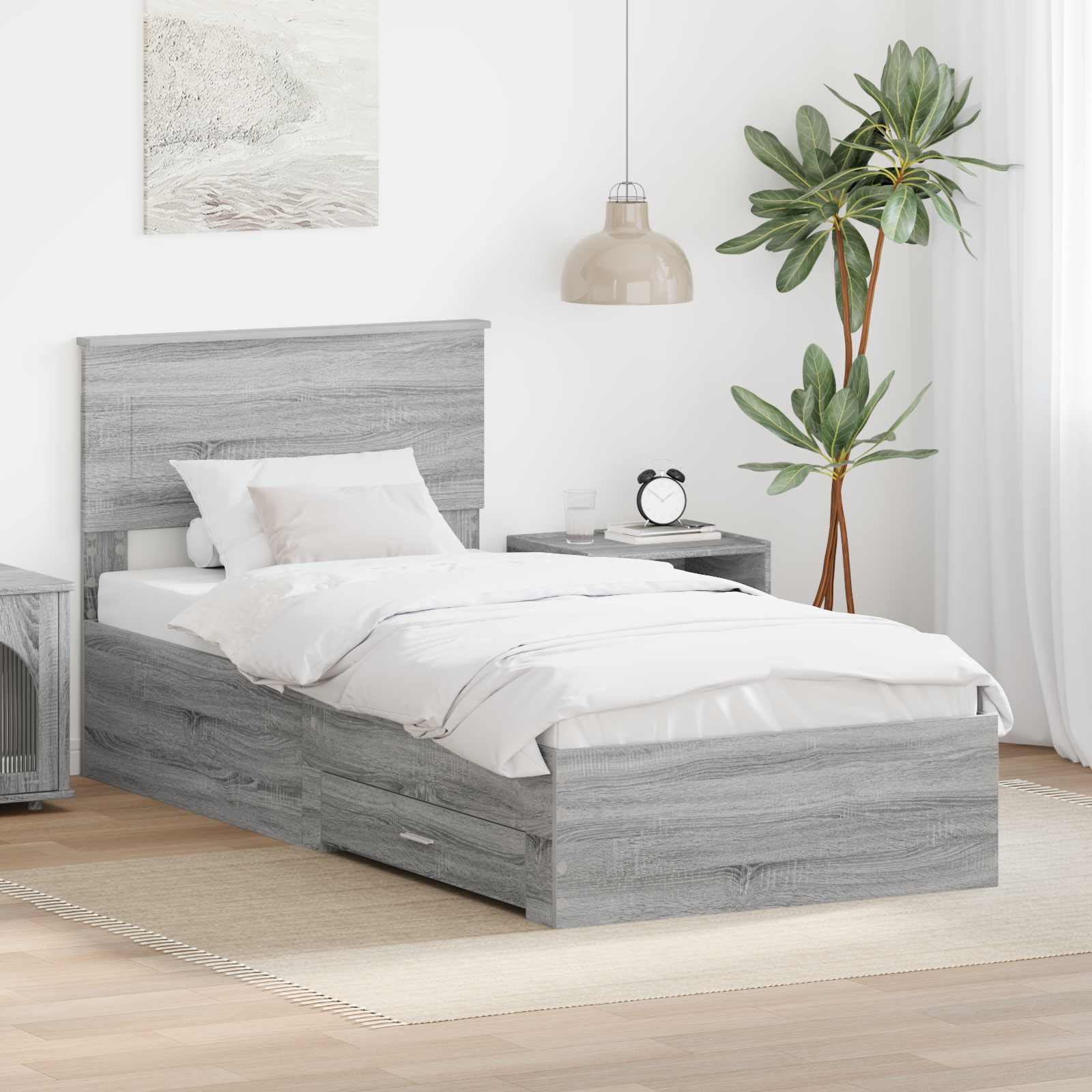 Krevetna konstrukcija Sivi Sonoma i srebrna 75 x 190 cm
