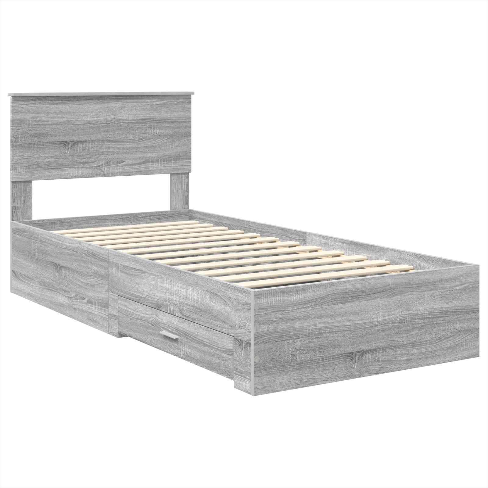 Krevetna konstrukcija Sivi Sonoma i srebrna 75 x 190 cm