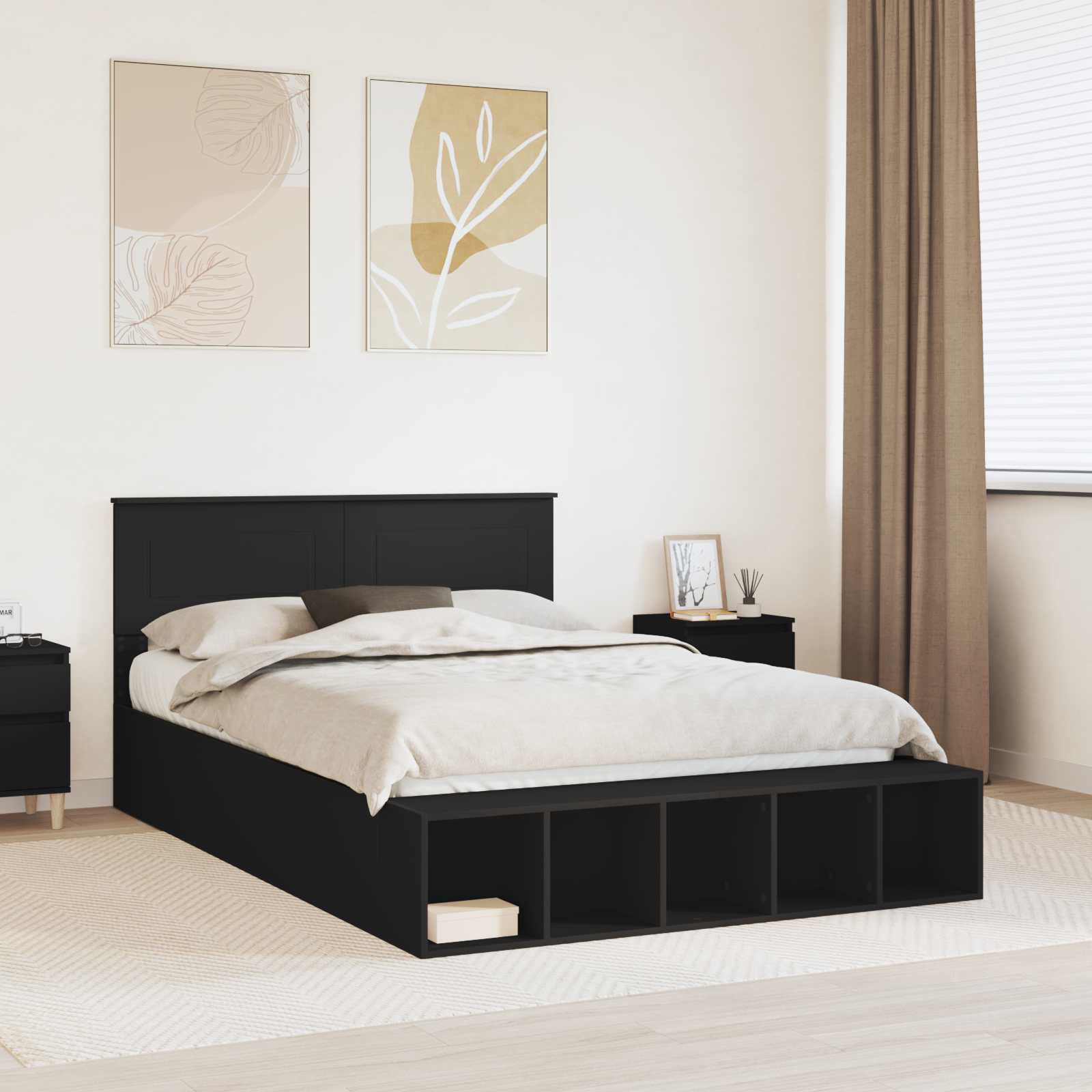 Krevetna konstrukcija Crna 150 x 200 cm Konstruirano drvo