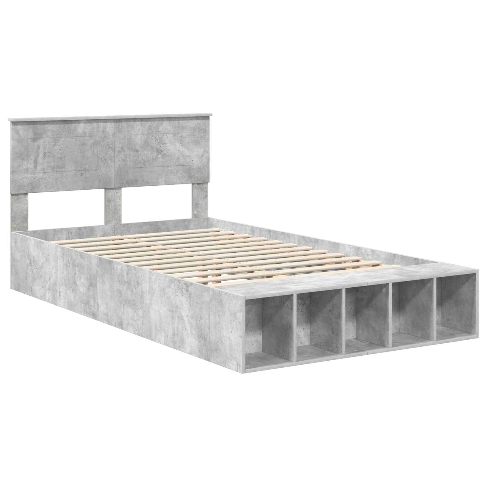 Krevetna konstrukcija s policom Betonski sivi 135 x 190 cm