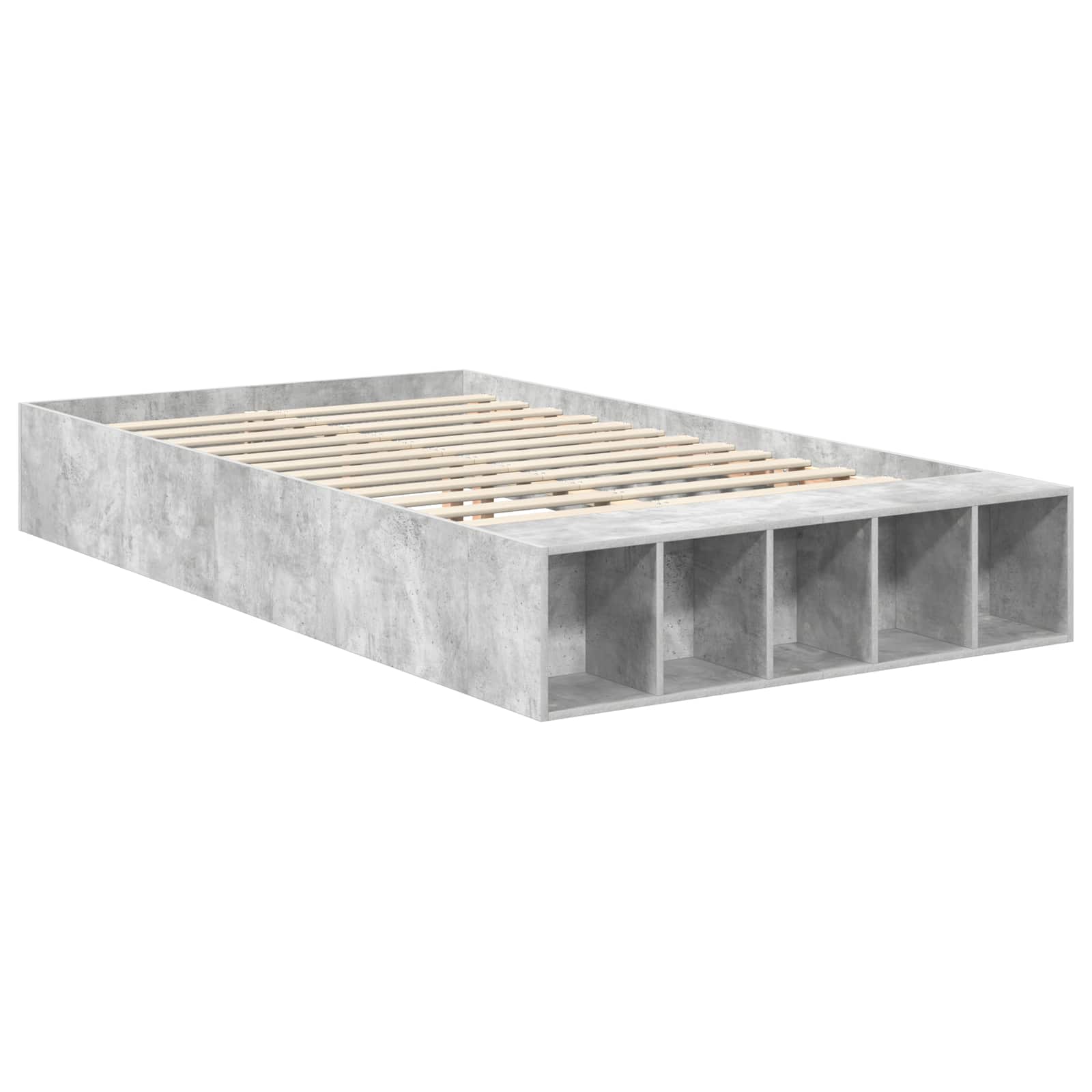 Krevetna konstrukcija s policom Betonski sivi 135 x 190 cm