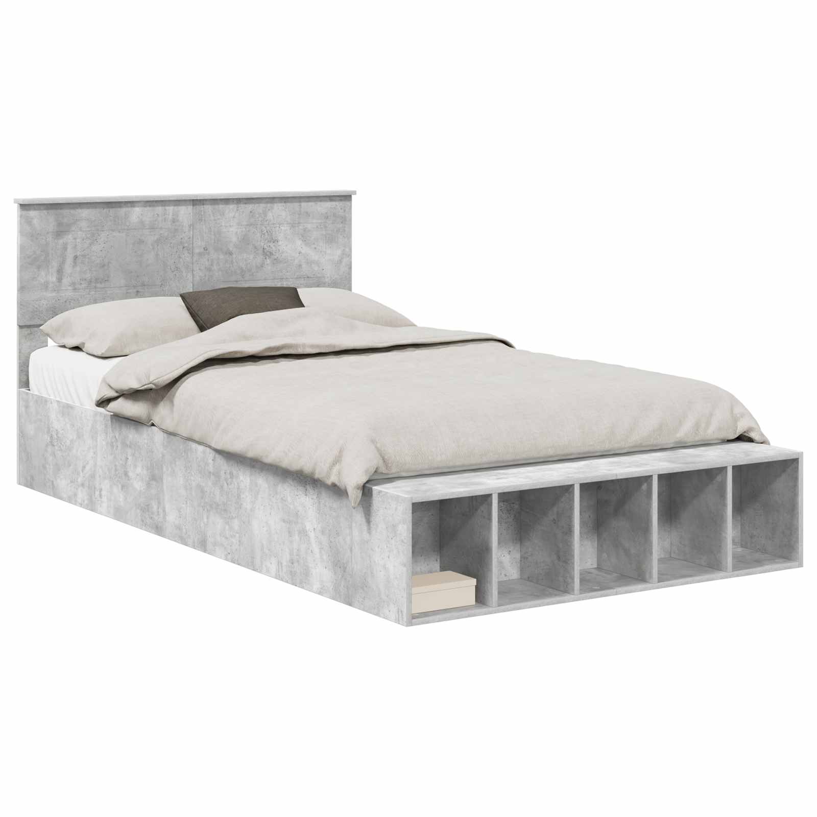 Krevetna konstrukcija s policom Betonski sivi 120 x 190 cm