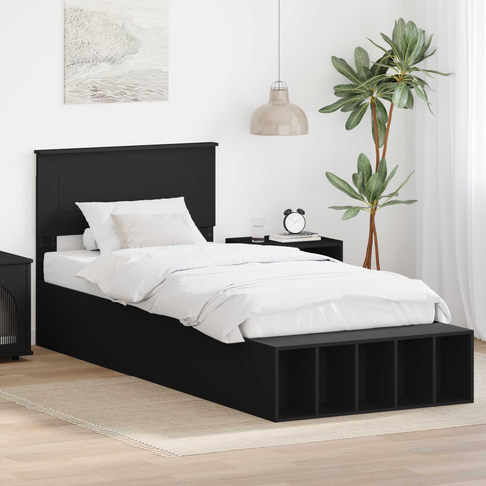 Krevetna konstrukcija Crna 100 x 200 cm Konstruirano drvo