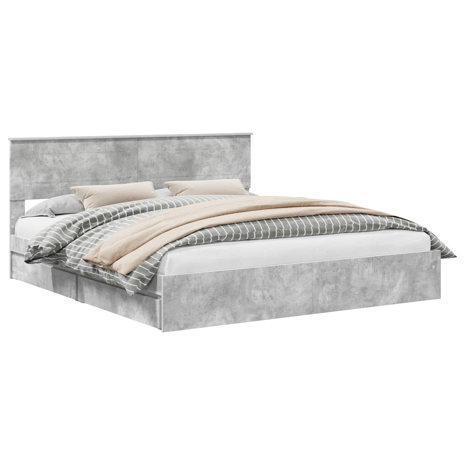 Krevet s od storage s uzglavljem Betonski sivi 200 x 200 cm