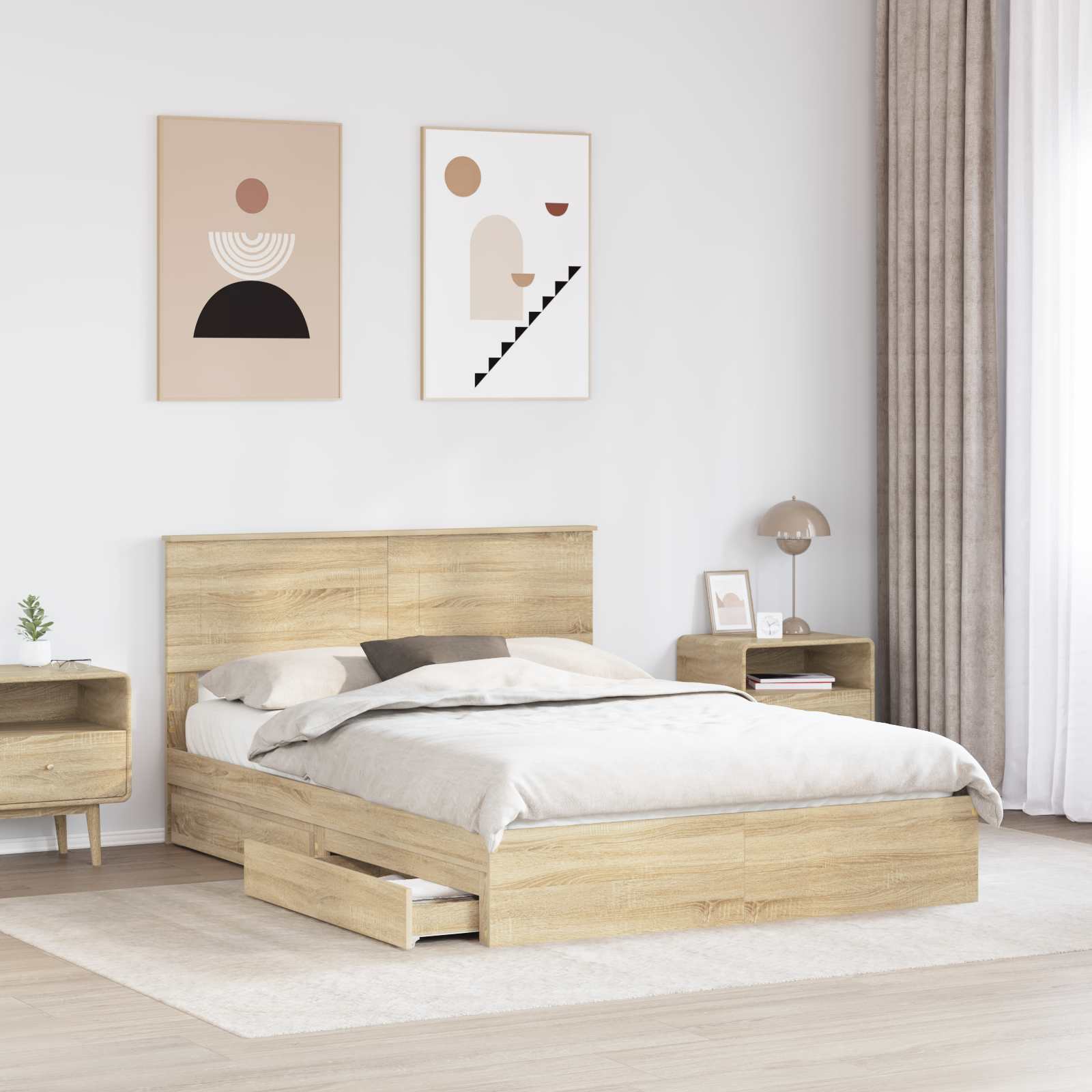 Krevet s od storage Sonoma hrast 160 x 200 cm Konstruirano drvo