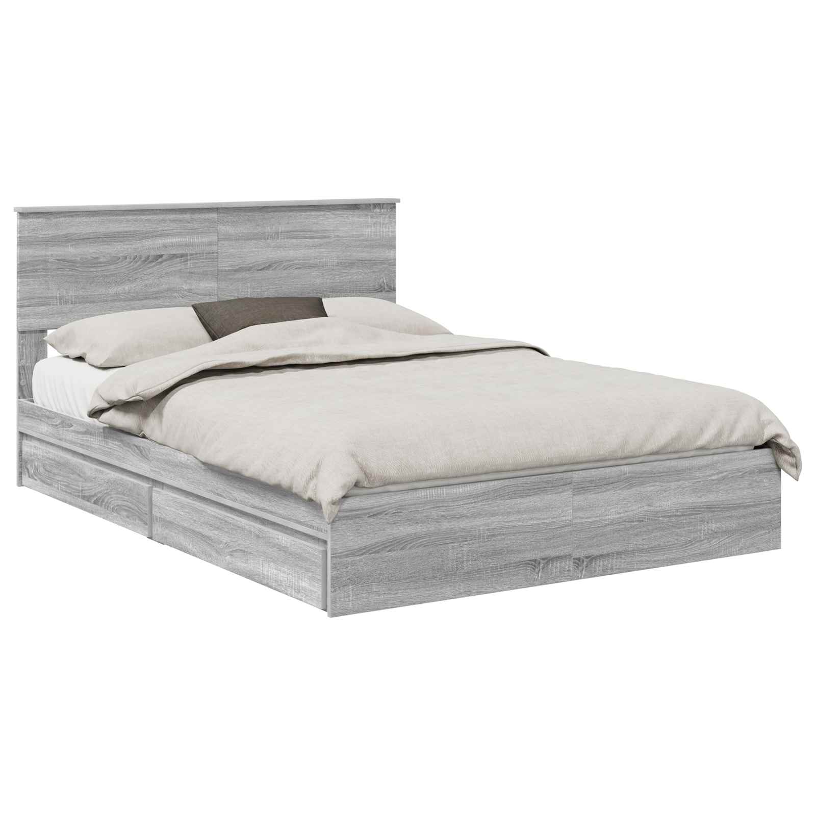 Krevet s od storage Siva Sonoma 160 x 200 cm Konstruirano drvo