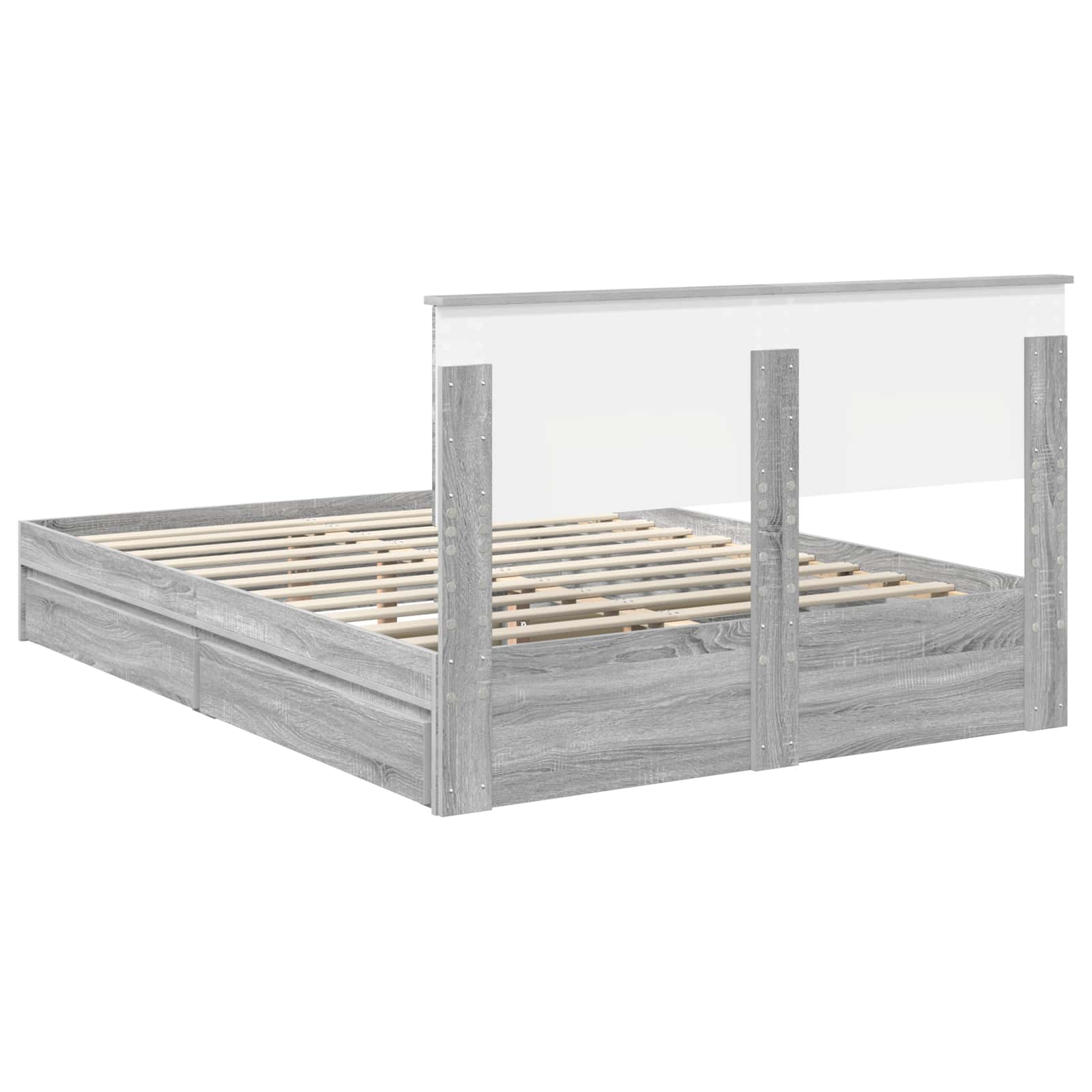 Krevet s od storage Siva Sonoma 140 x 200 cm Konstruirano drvo