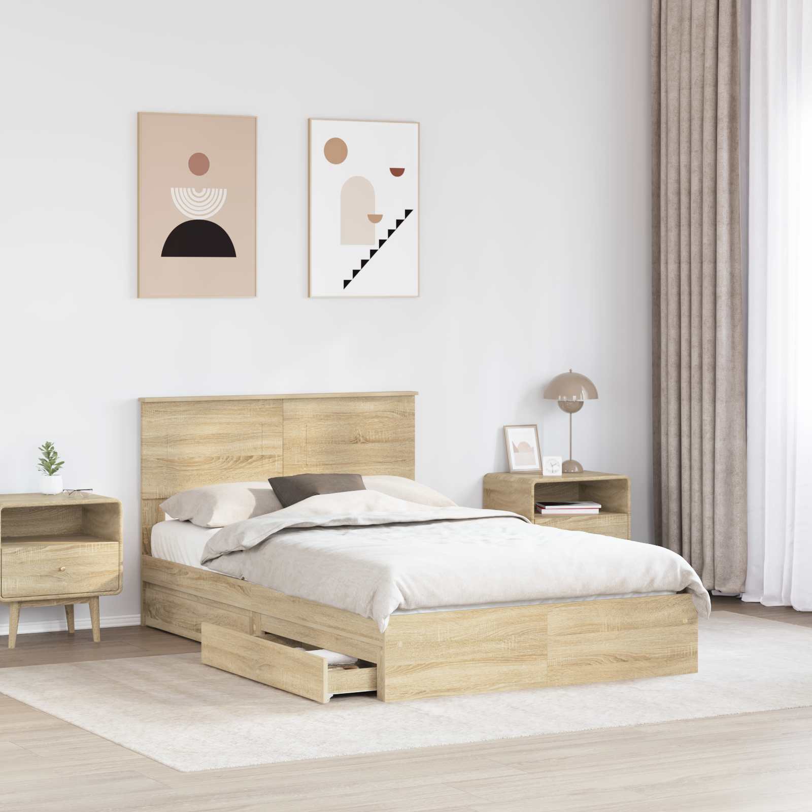 Krevet s od storage Sonoma hrast 120 x 200 cm Konstruirano drvo