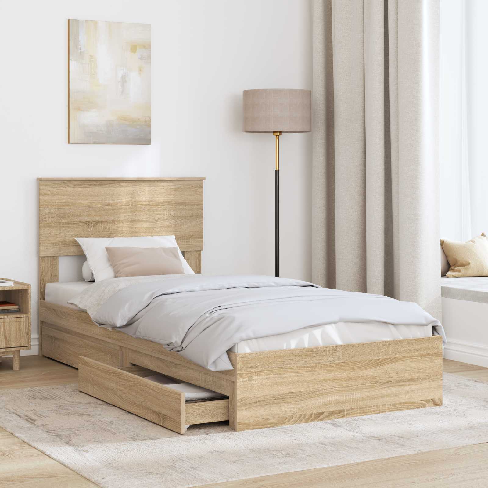 Krevet s od storage Sonoma hrast 100 x 200 cm Konstruirano drvo