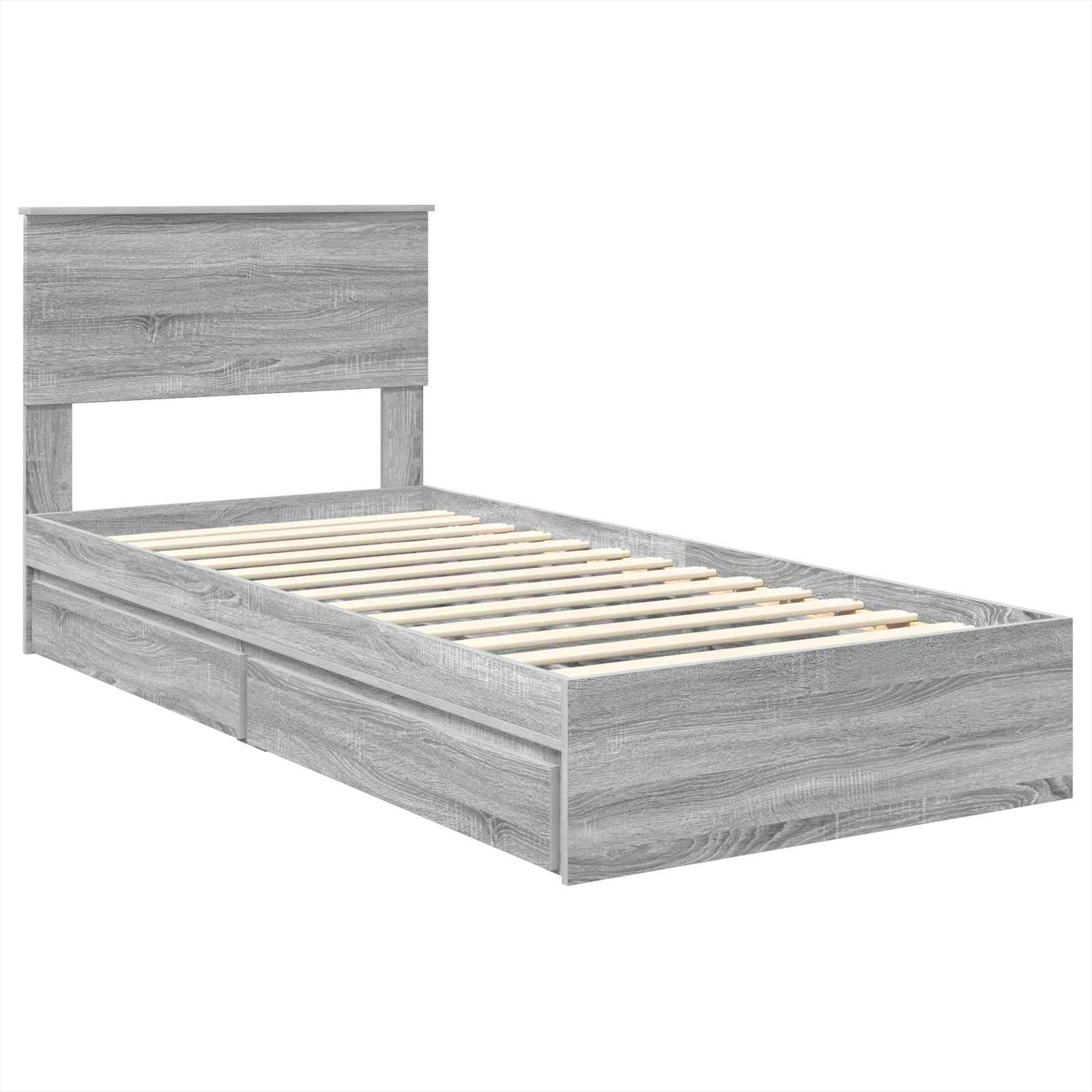 Krevet s od storage Siva Sonoma 100 x 200 cm Konstruirano drvo