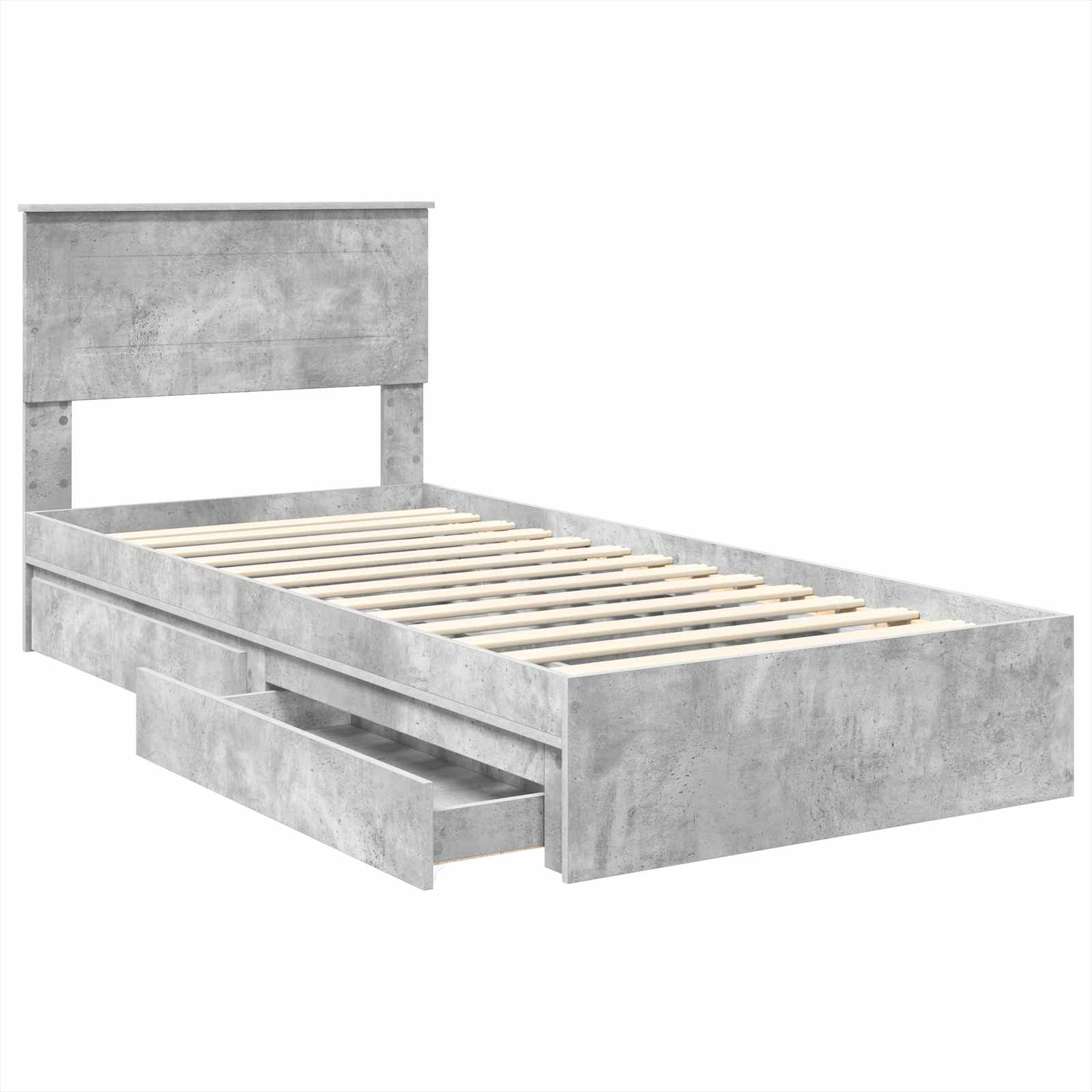 Krevet s od storage Betonski sivi 90 x 190 cm Konstruirano drvo