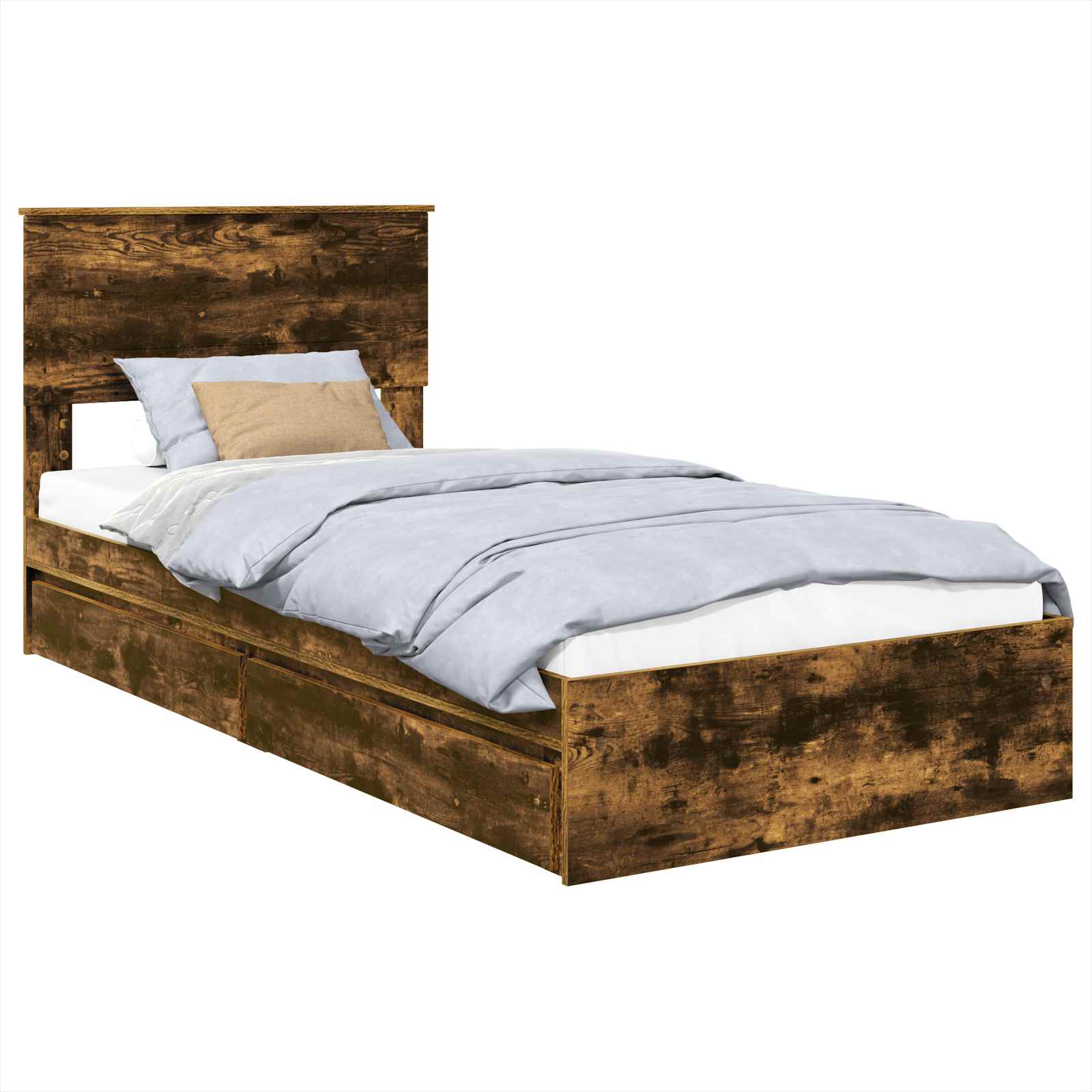 Krevet s od storage s uzglavljem Dimljeni hrast 90 x 200 cm