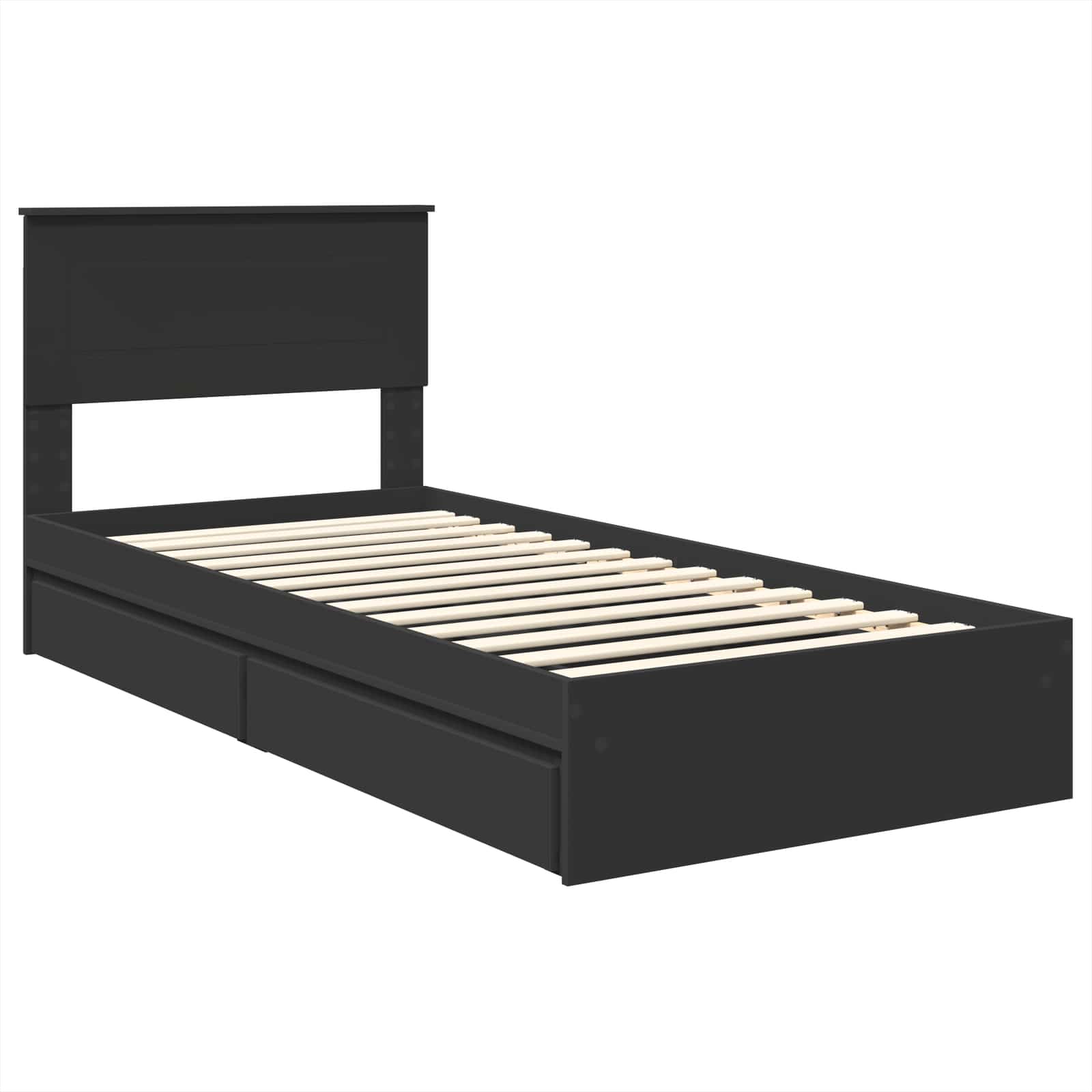 Krevet s od storage Crna 75 x 190 cm Konstruirano drvo