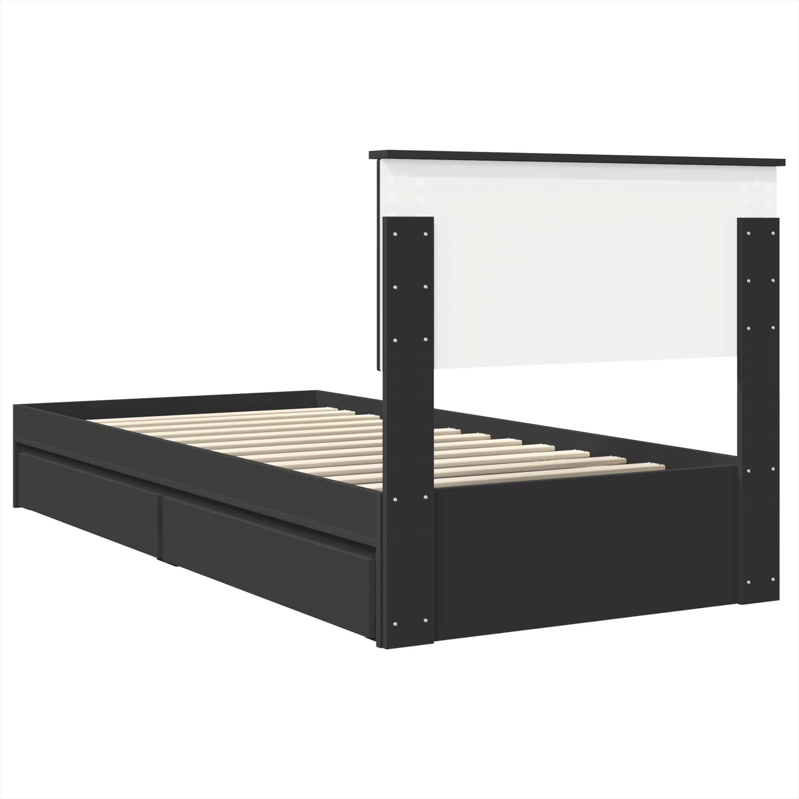 Krevet s od storage Crna 75 x 190 cm Konstruirano drvo